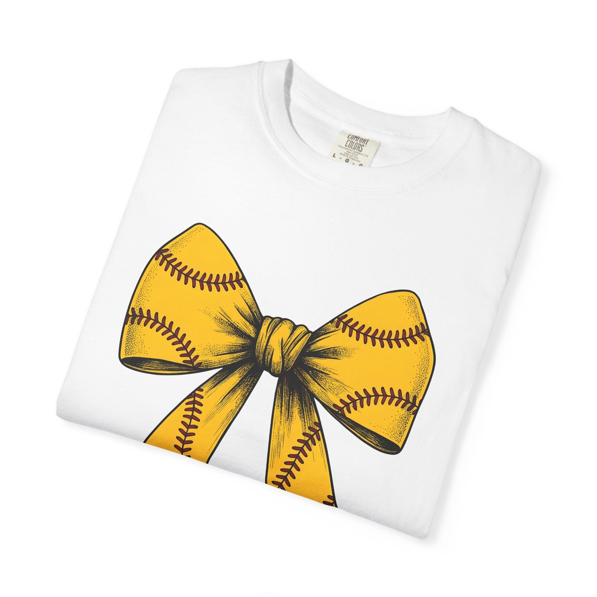 Softball Ribbon Bow Shirt Softball Competition Gift Women Cartoon Tee Ribbon T-Shirt Softball Fan Cartoonish Tshirt Championship Graphic