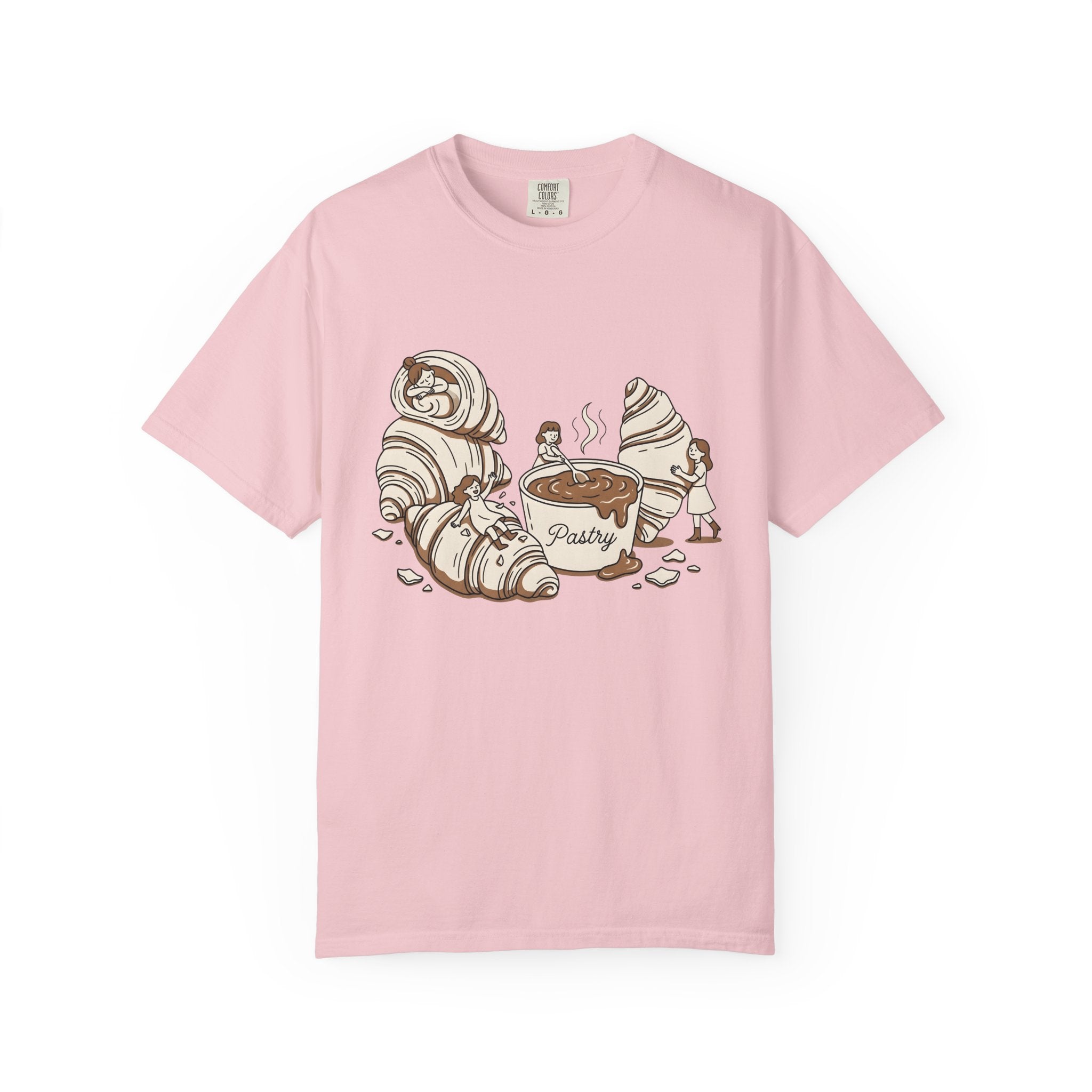 Croissant Shirt Desserts Pastry Gift Women Kawaii Tee Croissant T-Shirt Sweets Fan Cute Tshirt Bakery Graphic Sketch Latte Mug Tshirt