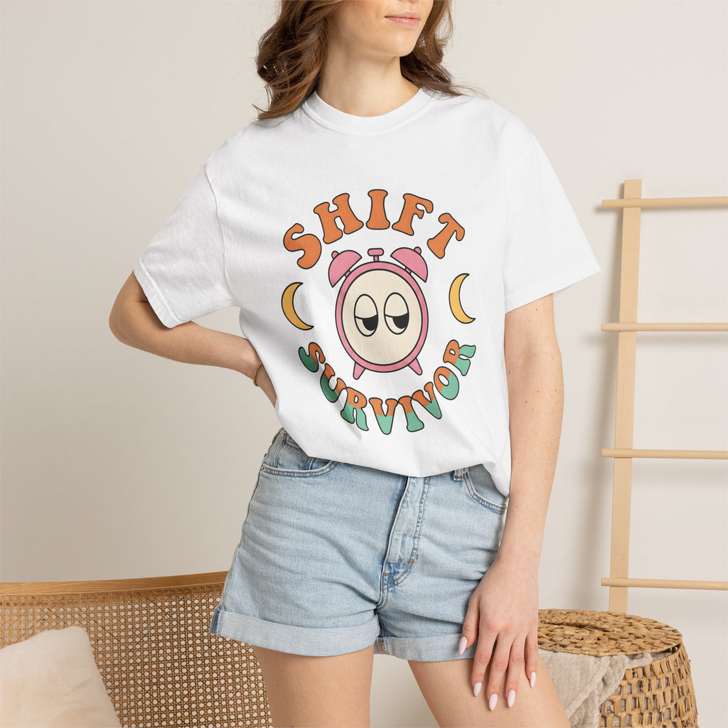 Sleepy Alarm Clock Shirt Nurses Work Gift Women Retro Tee Alarm Clock T-Shirt Nurse Enthusiast Vintage Tshirt Job Graphic Cartoon Moon