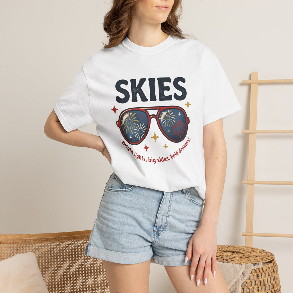 Eyewear Fireworks Shirt 4th Of July Freedom Gift Women Sketch Tee Glasses T-Shirt Fireworks Fan Spectacles Tshirt Liberty Graphic Minimalist