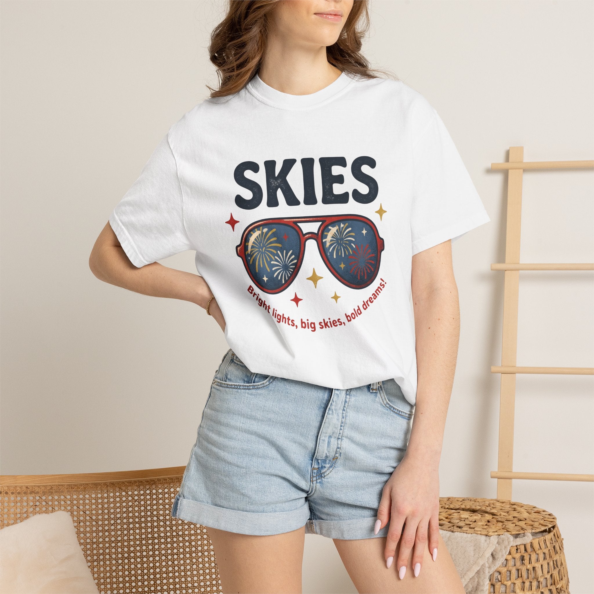 Eyewear Fireworks Shirt 4th Of July Freedom Gift Women Sketch Tee Glasses T-Shirt Fireworks Fan Spectacles Tshirt Liberty Graphic Minimalist