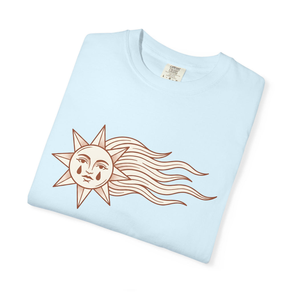 Sun Face Shirt Celestial Zodiac Gift Women Bohemian Tee Sun T-Shirt Galaxy Enthusiast Hippie Tshirt Astrology Graphic Retro Stars Tshirt