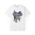 Horse Saddle Shirt Cowgirl Equestrian Gift Women Old School Tee Saddle T-Shirt Cowgirl Fan Western Tshirt Horse Riding Graphic Pencil Art