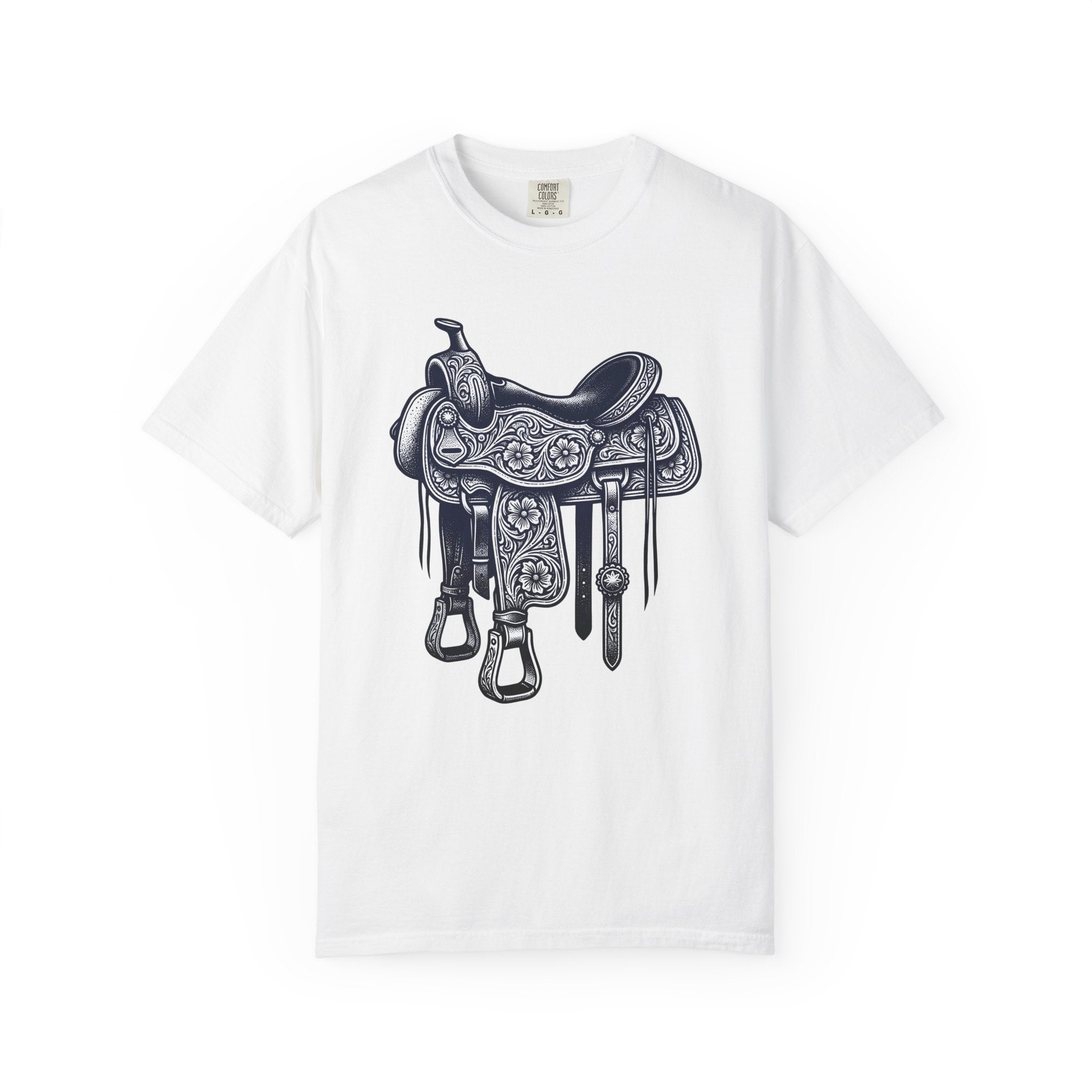Horse Saddle Shirt Cowgirl Equestrian Gift Women Old School Tee Saddle T-Shirt Cowgirl Fan Western Tshirt Horse Riding Graphic Pencil Art