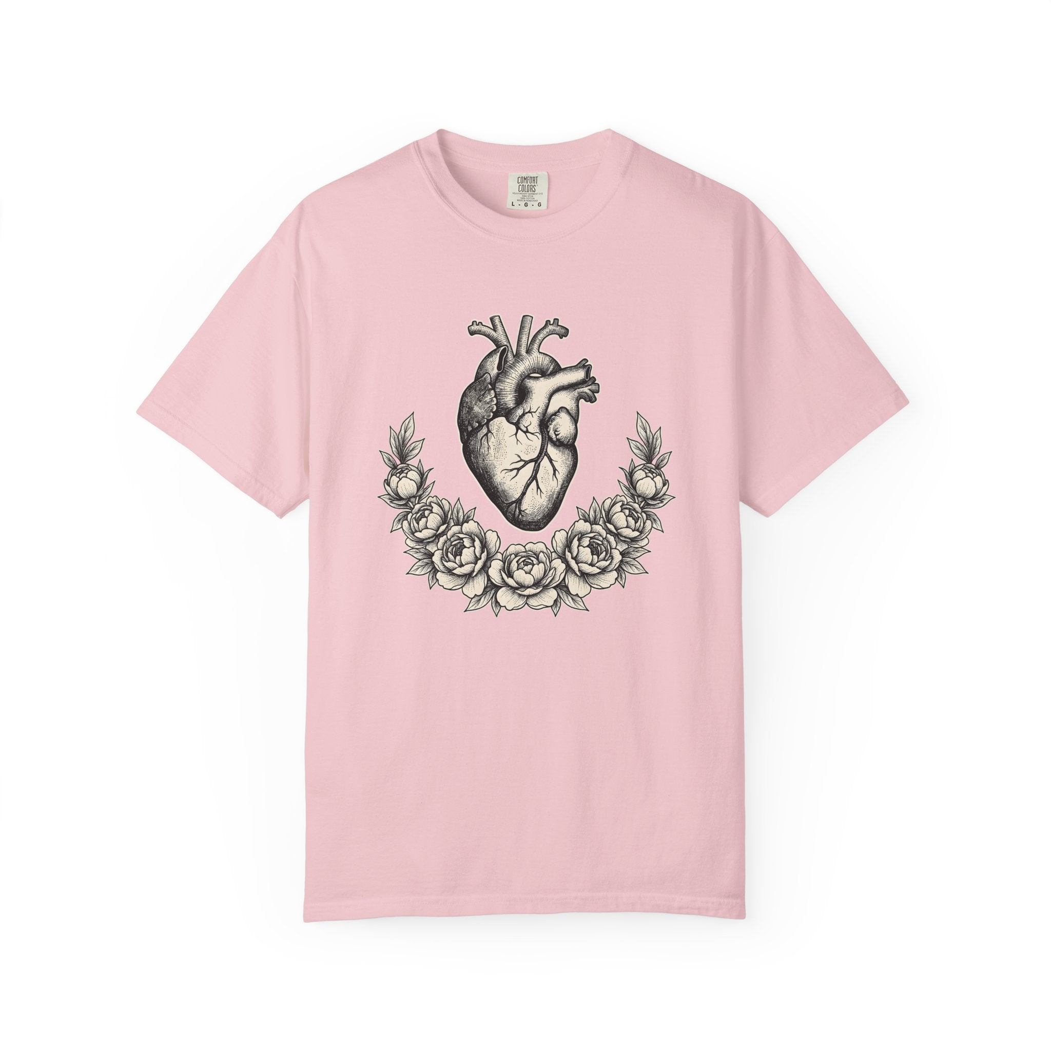 Anatomical Heart Shirt Cottagecore Floral Gift Women Vintage Tee Cardiac T-Shirt Cottage Fan Retro Tshirt Floral Graphic Hand Drawn Peony