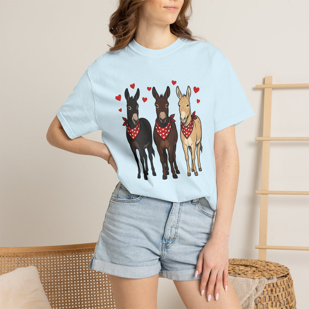 Donkey Group Shirt St. Valentine's Day Wildlife Gift Women Animated Tee Burros T-Shirt Valentine Fan Cartoon Tshirt Animal Graphic Classic