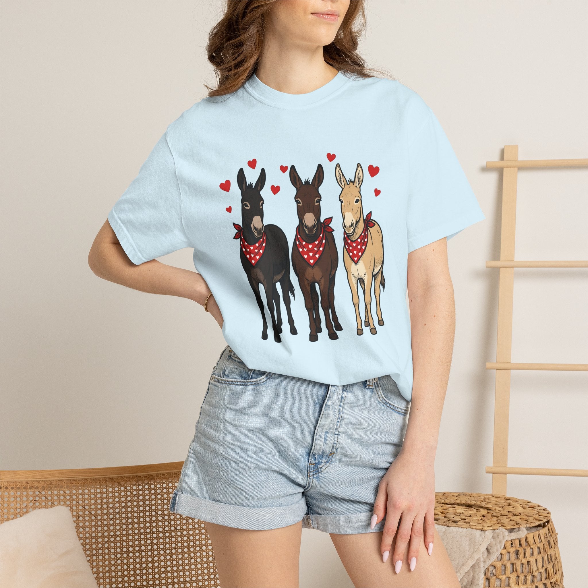Donkey Group Shirt St. Valentine's Day Wildlife Gift Women Animated Tee Burros T-Shirt Valentine Fan Cartoon Tshirt Animal Graphic Classic