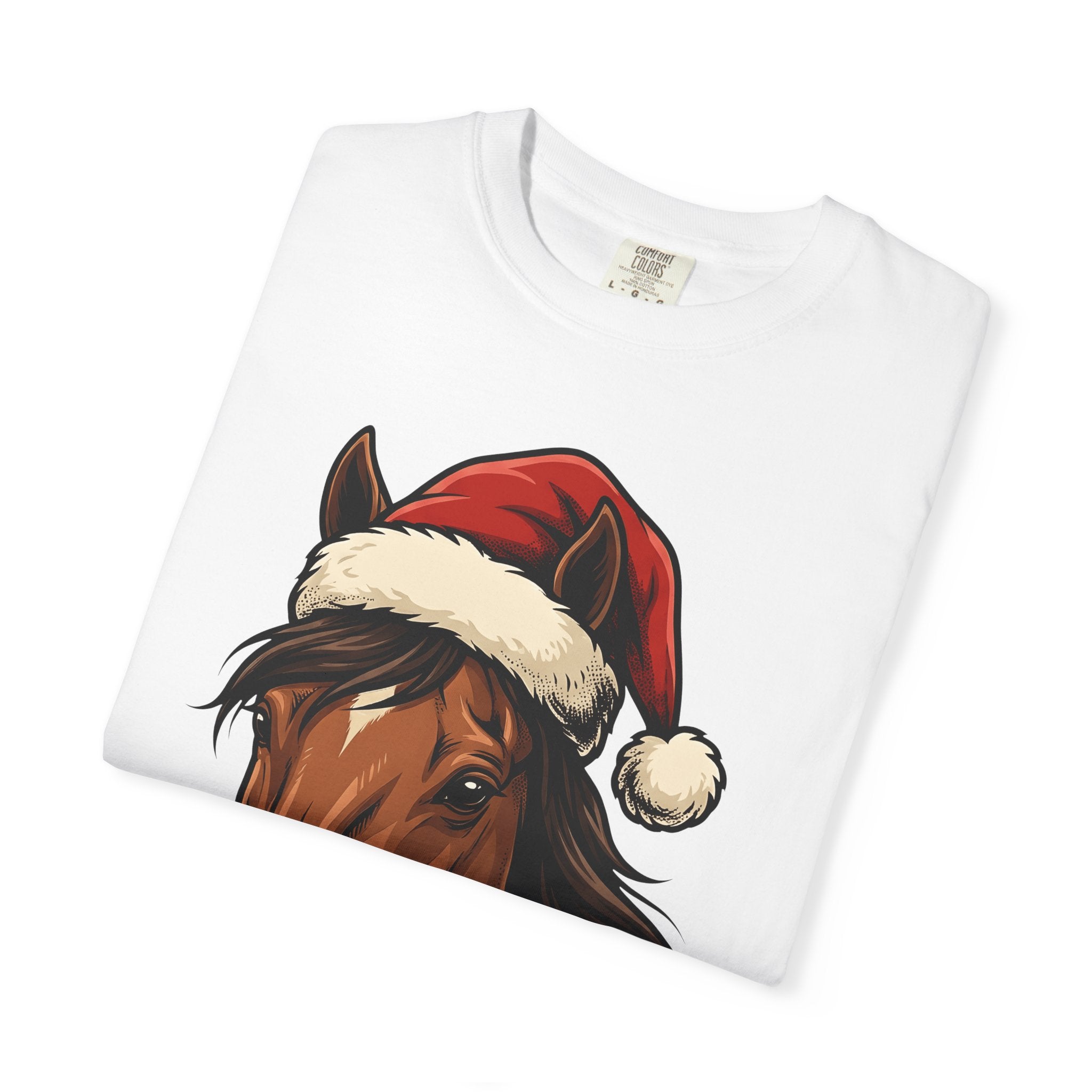 Horse Santa Hat Shirt Christmas Animal Gift Women Line Art Tee Equine T-Shirt Xmas Fan Horse Drawing Graphic Sketch Santa Hat Tshirt