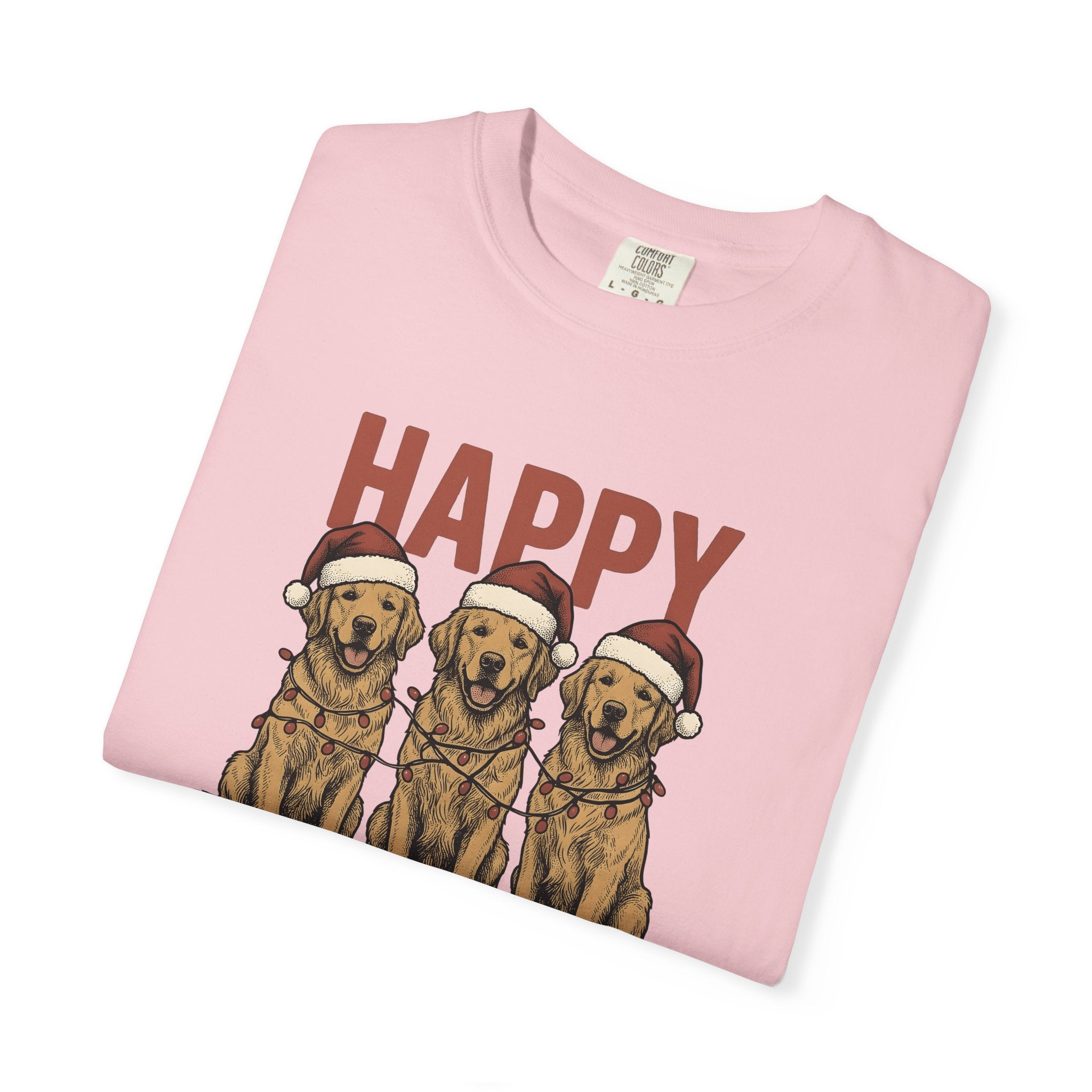 Retriever Dog Shirt Christmas Animal Gift Women Hand Drawn Tee Dog T-Shirt Xmas Fan Canine Graphic Tshirt Line Art Santa Claus Hat Tshirt