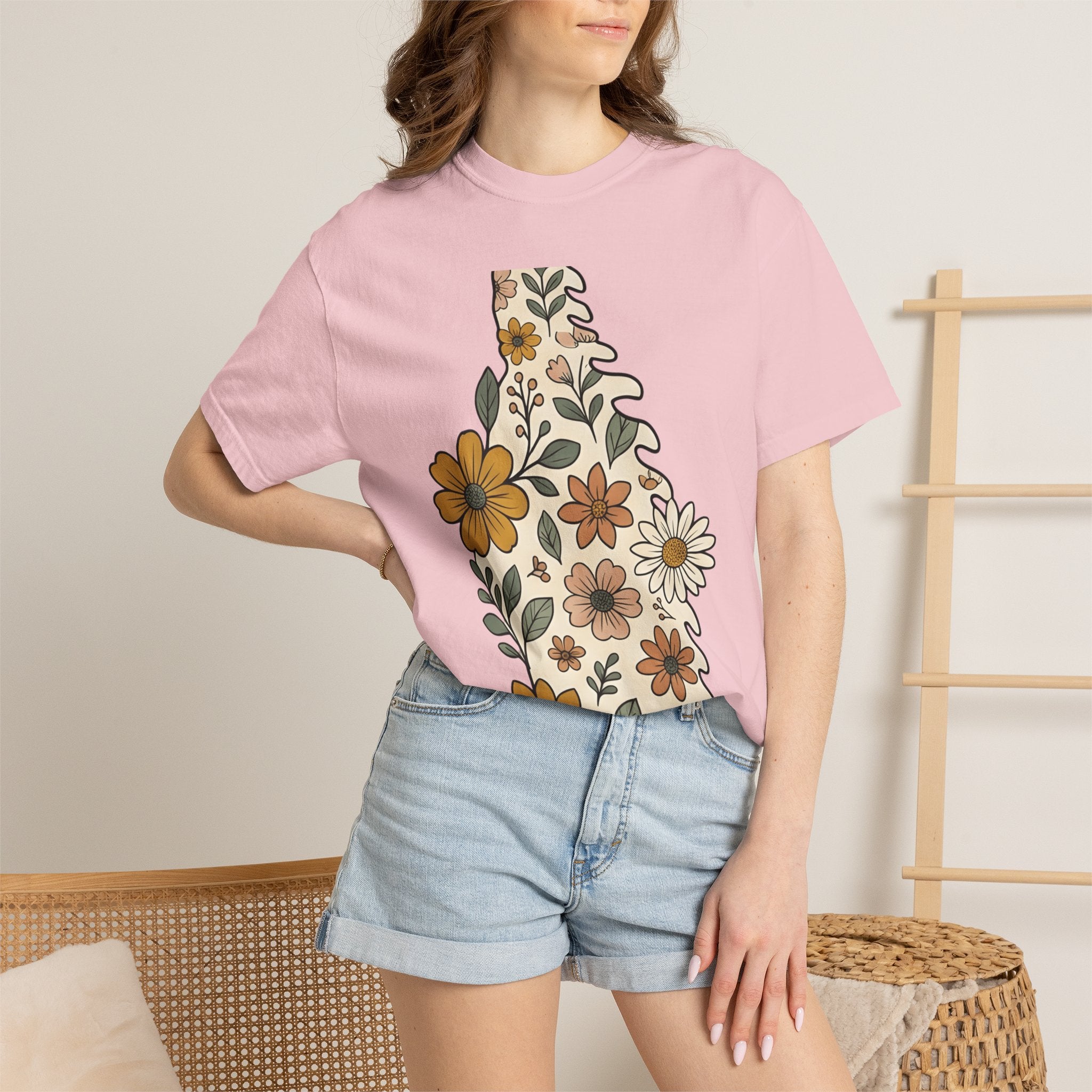 Bloom State Shape Shirt Boho Chic Wilderness Gift Women Rustic Tee Blossom T-Shirt Bohemian Enthusiast Country Tshirt Outdoor Graphic Folk