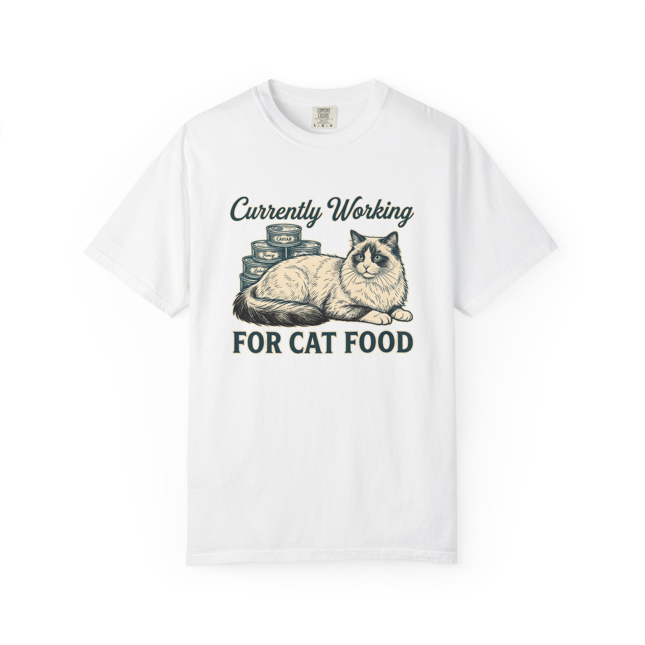 Ragdoll Pussycat Shirt Cat Companion Gift Women Distressed Tee Cat T-Shirt Cat Fan Vintage Tshirt Friend Graphic Line Art Kitty Food Cans