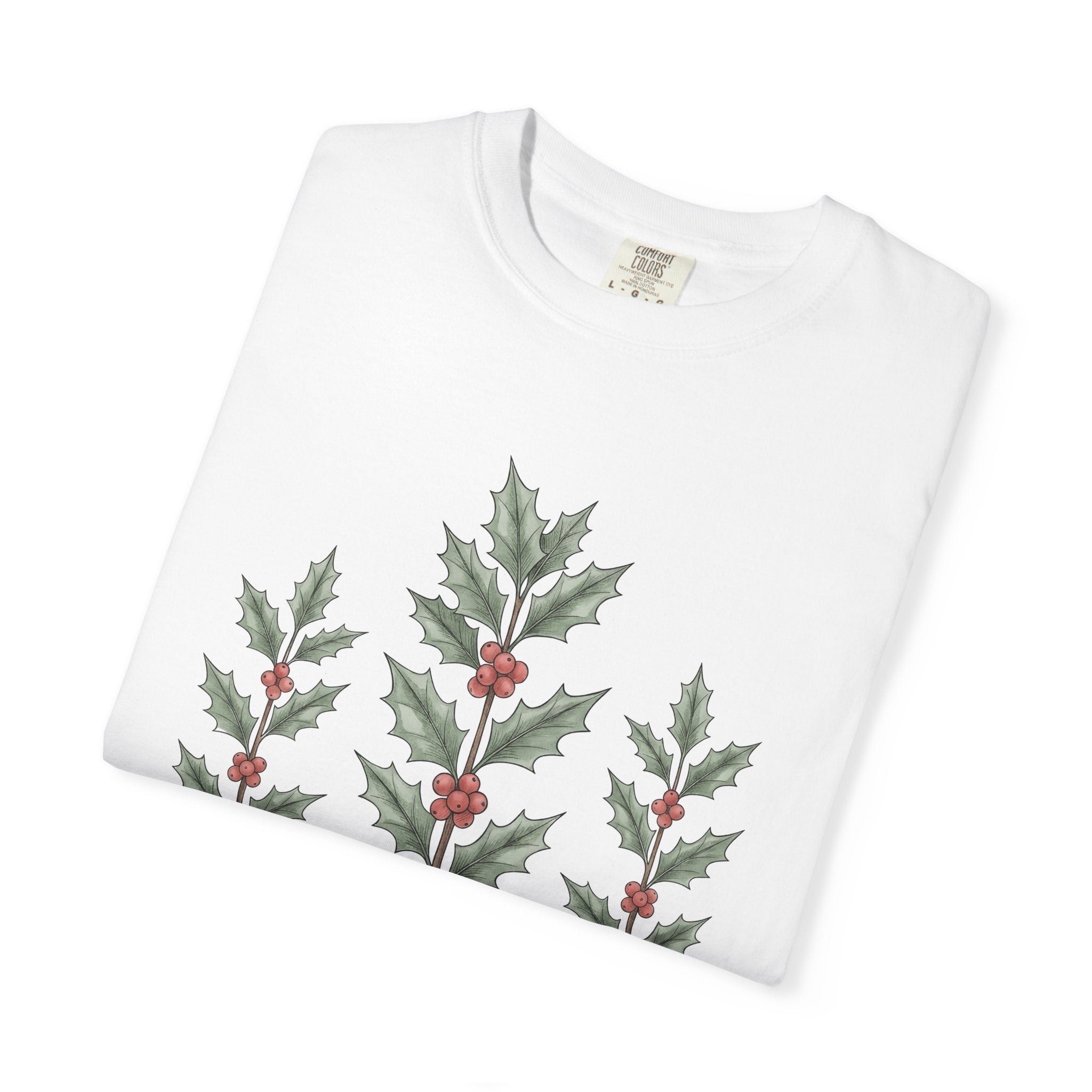 Festive Greenery Shirt Christmas Event Gift Women Leaf Art Tee Foliage T-Shirt Xmas Fan Holiday Graphic Tshirt Painted Holiday Ribbon Tshirt