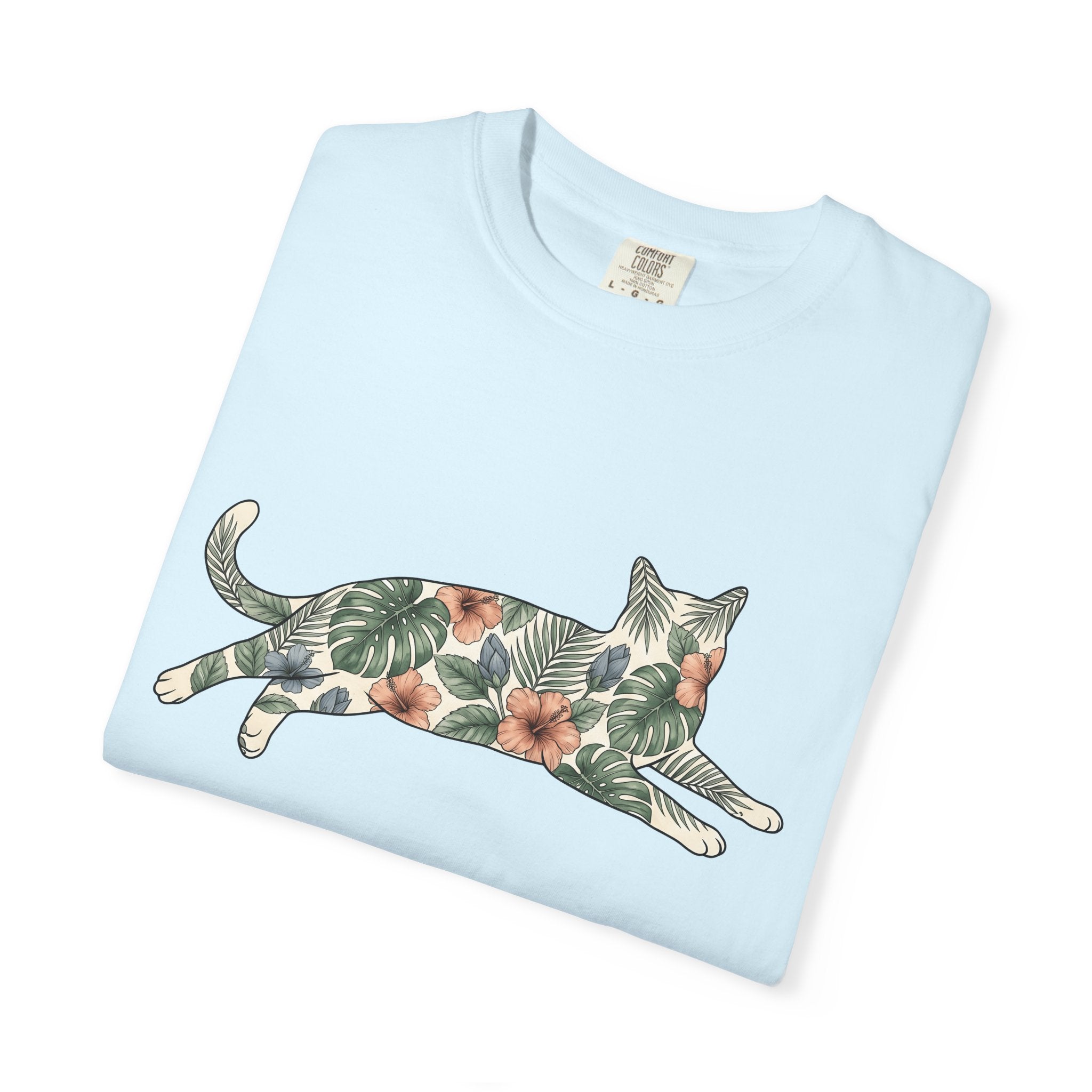 Blossom Cat Shirt Cat Petals Gift Women Garden Tee Kitty T-Shirt Cat Fan Feline Tshirt Floral Graphic Clean Jungle Leaves Tshirt