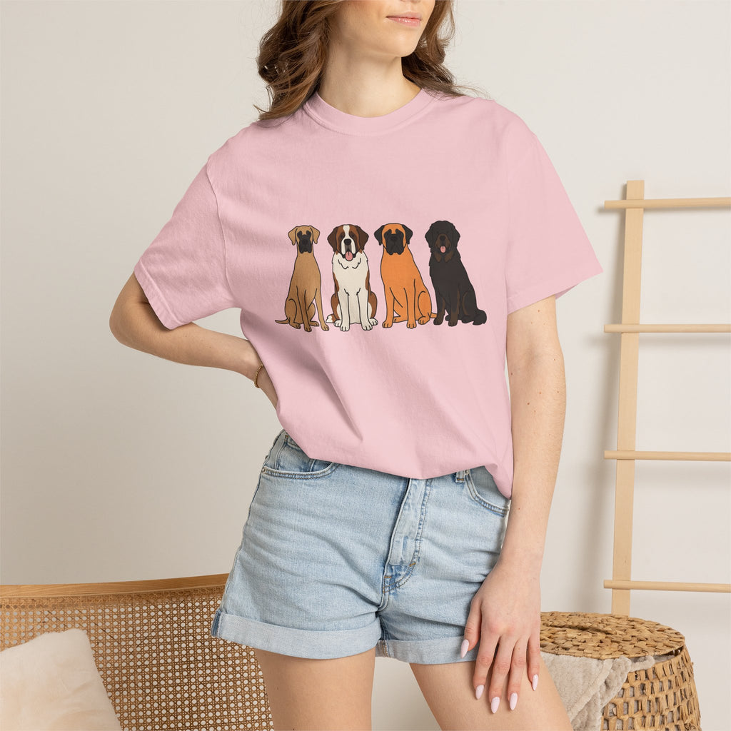 Giant Dog Breeds Shirt Dog Critters Gift Women Hand Drawn Tee Large Dog T-Shirt Dog Fan Illustrated Tshirt Creature Graphic Line Art Bunch