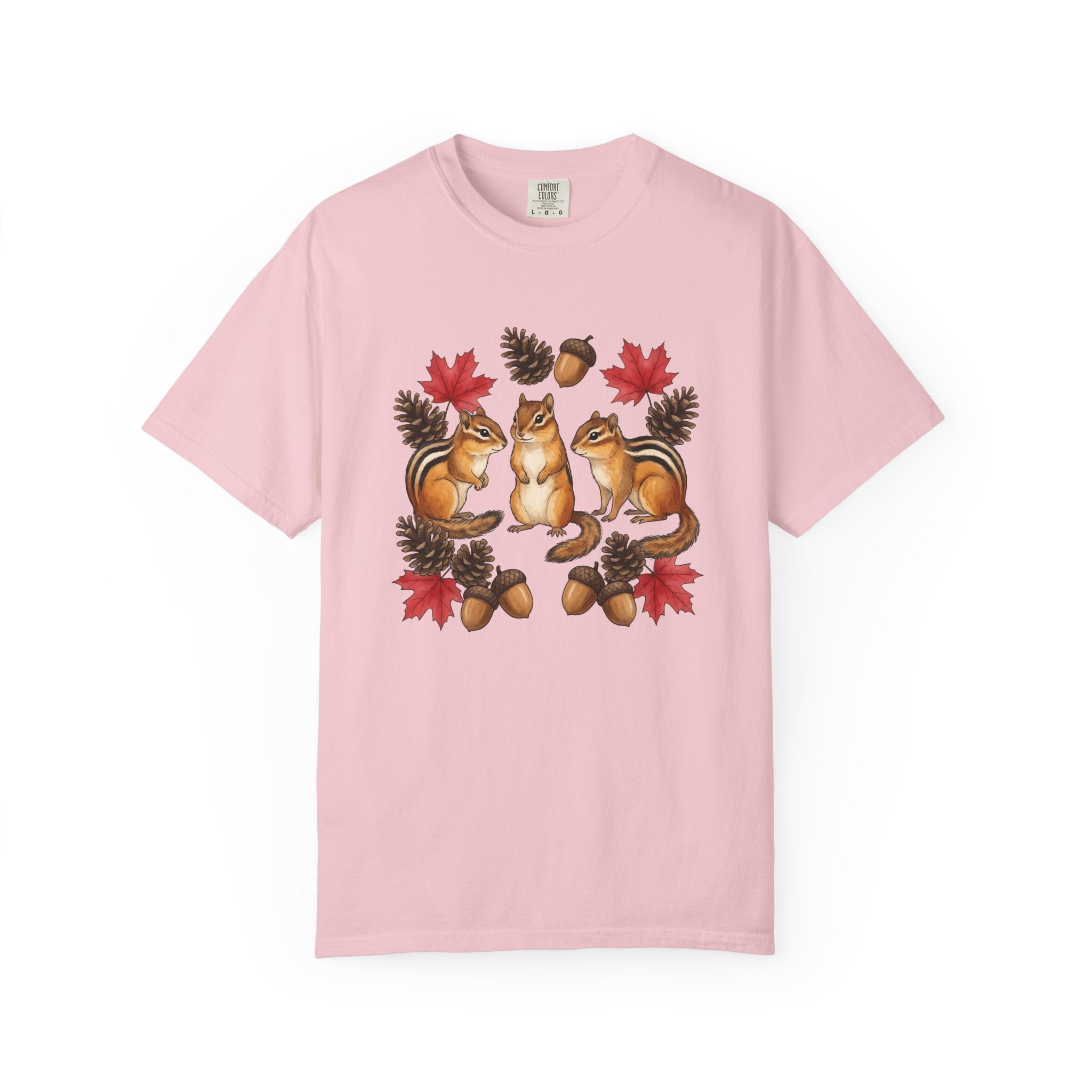 Chipmunk Trio Shirt Animals Nature Gift Women Cartoon Tee Squirrels T-Shirt Wildlife Fan Cartoonish Tshirt Environmental Graphic Oil Paint