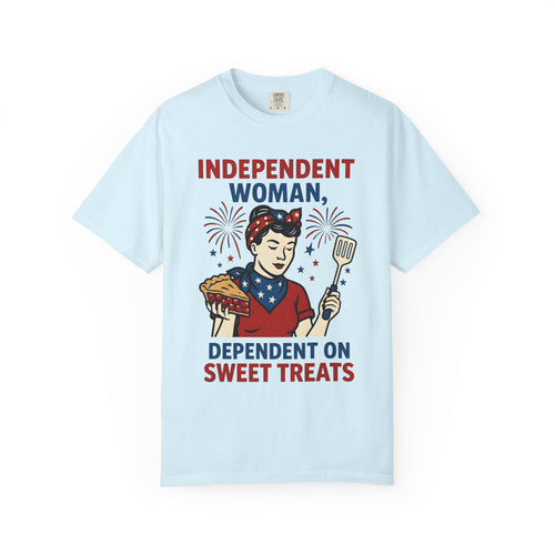 American Woman Shirt 4th Of July Dessert Gift Women Vintage Tee Lady T-Shirt Patriotic Fan Retro Tshirt Pastry Graphic Hand Drawn Fruit Pie