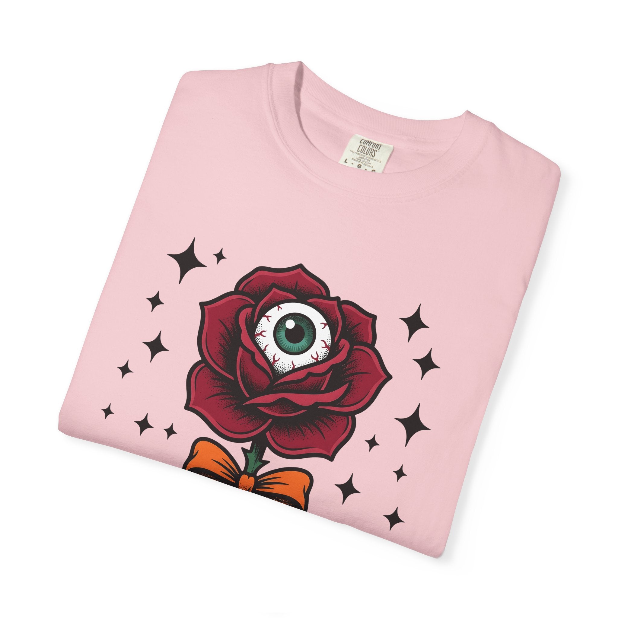Eyeball Rose Shirt Halloween Gothic Gift Women Tattoo Tee Rosebud T-Shirt Horror Fan Ink Tshirt Dark Graphic Vintage Stars Tshirt