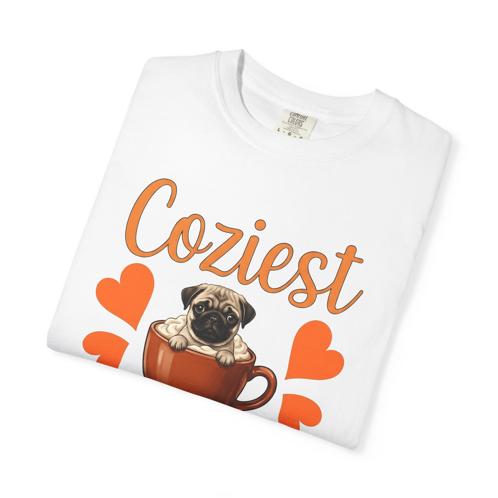 Pug Coffee Cup Shirt Dog Coffee Gift Women Cute Tee Coffee Mug T-Shirt Dog Fan Coffee Cup Tshirt Caffee Graphic Retro Hearts Tshirt