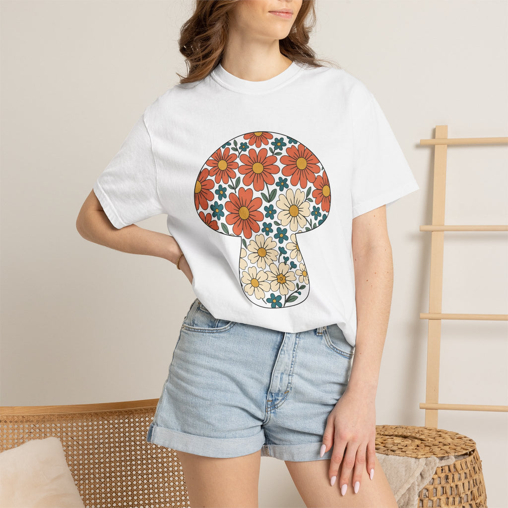Mushroom Bloom Shirt Boho Chic Environment Gift Women Indie Tee Fungus T-Shirt Hippie Fan Bohemian Tshirt Eco Graphic Classic Daisy Flower