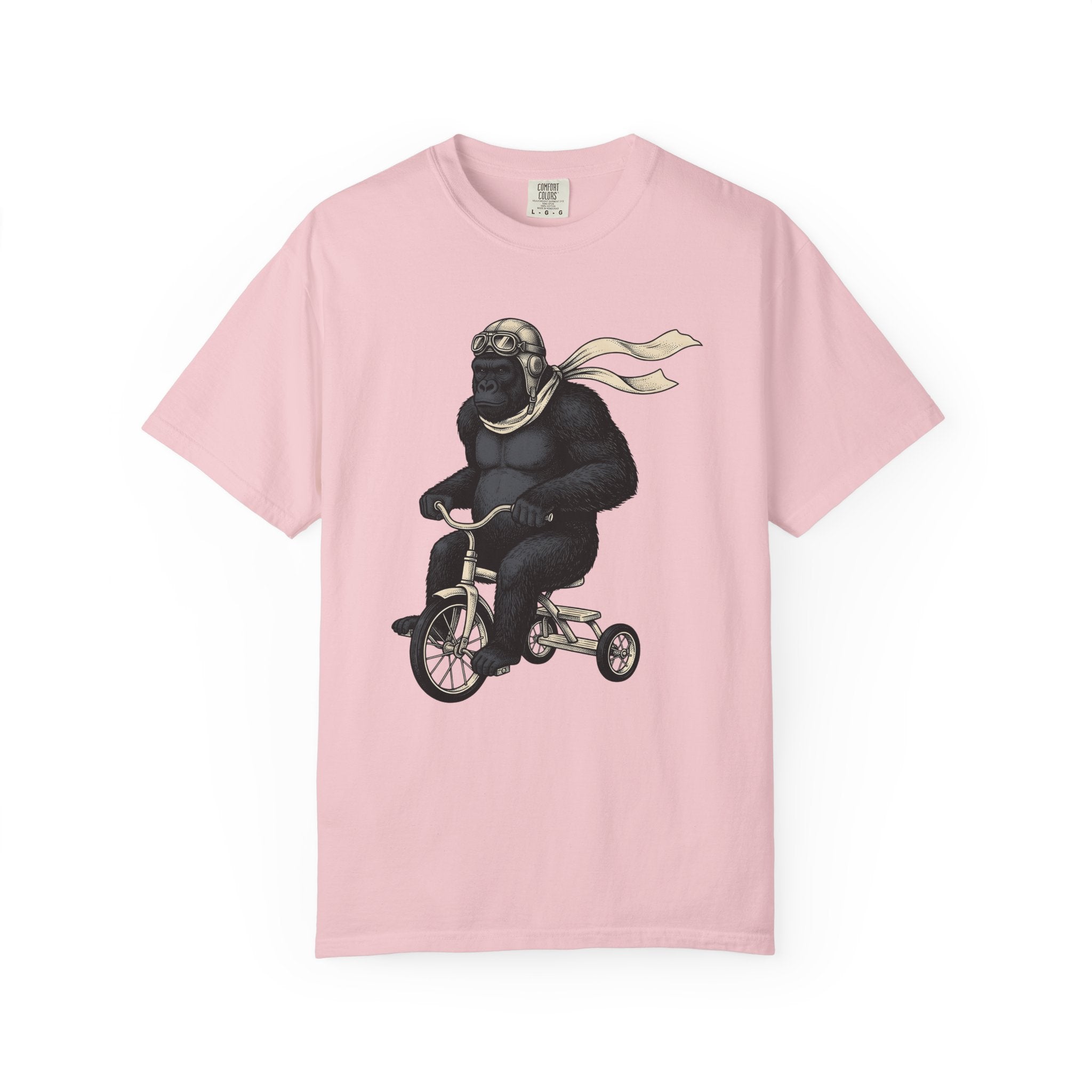Ape Bike Shirt Animals Jokes Gift Women Retro Tee Monkey Bike T-Shirt Wildlife Fan Prank Graphic Tshirt Sketch Pilot Cap Tshirt