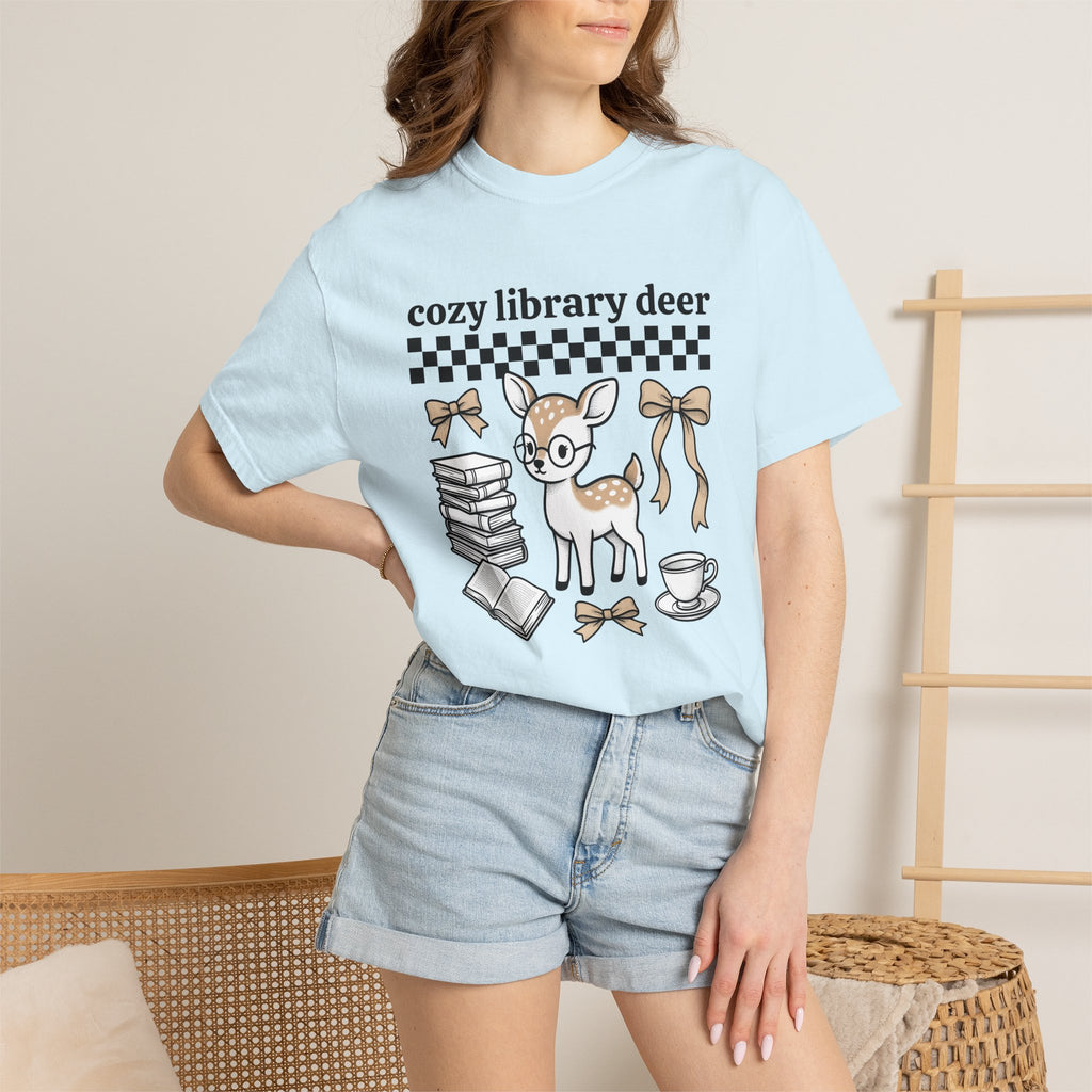 Stag Glasses Shirt Book Wildlife Gift Women Sweet Tee Spectacles T-Shirt Bibliophile Fan Specs Tshirt Animal Graphic Old-School Stacked