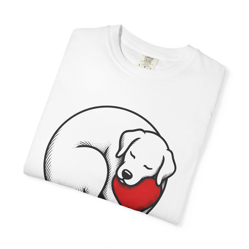 Napping Dog Shirt Dog Pet Gift Women Simple Tee Sleeping Dog T-Shirt Dog Fan Canine Tshirt Pet Illustration Retro Love Symbol Tshirt