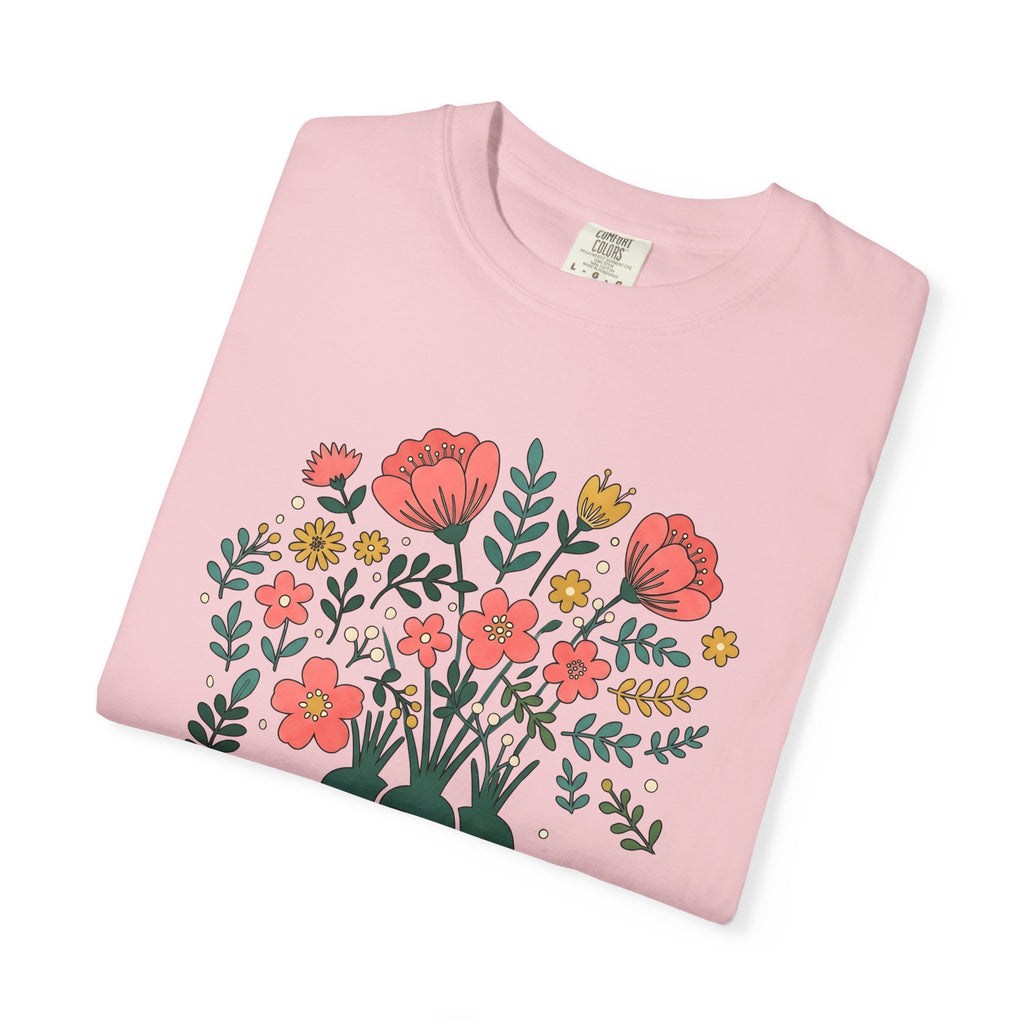 Veggie Bouquet Shirt Easter Flora Gift Women Cute Tee Flower Arrangement T-Shirt Spring Fan Floral Tshirt Botanical Graphic Outline Wild