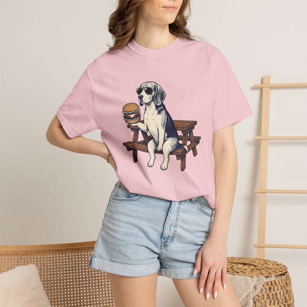 Beagle Dog Shirt Dog Food Gift Women Vintage Tee Hound T-Shirt Dog Fan Retro Tshirt Cuisine Graphic Hand Drawn Hamburger Tshirt