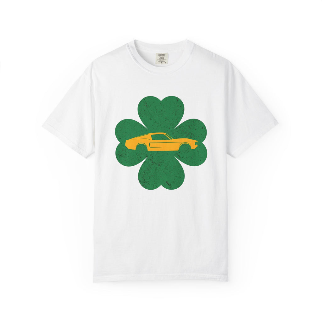 Vintage Muscle Car Clover Shirt St Patrick's Day Transport Gift Women Sketch Tee Muscle Car T-Shirt Patrick's Day Enthusiast Drawing