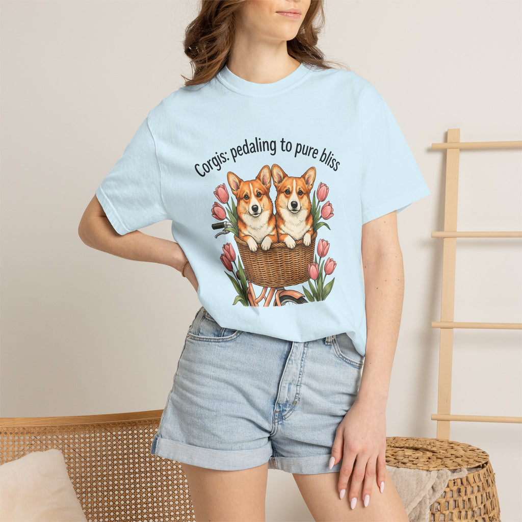 Corgi Dogs Shirt Dog Blossom Gift Women Line Art Tee Pembroke Welsh Corgi T-Shirt Dog Fan Illustrated Graphic Tshirt Hand Drawn Flower