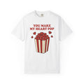 Heart Popcorn Shirt St. Valentine's Day Couples Gift Women Cartoon Tee Popcorn T-Shirt Valentine Fan Comic Tshirt Partner Graphic Retro