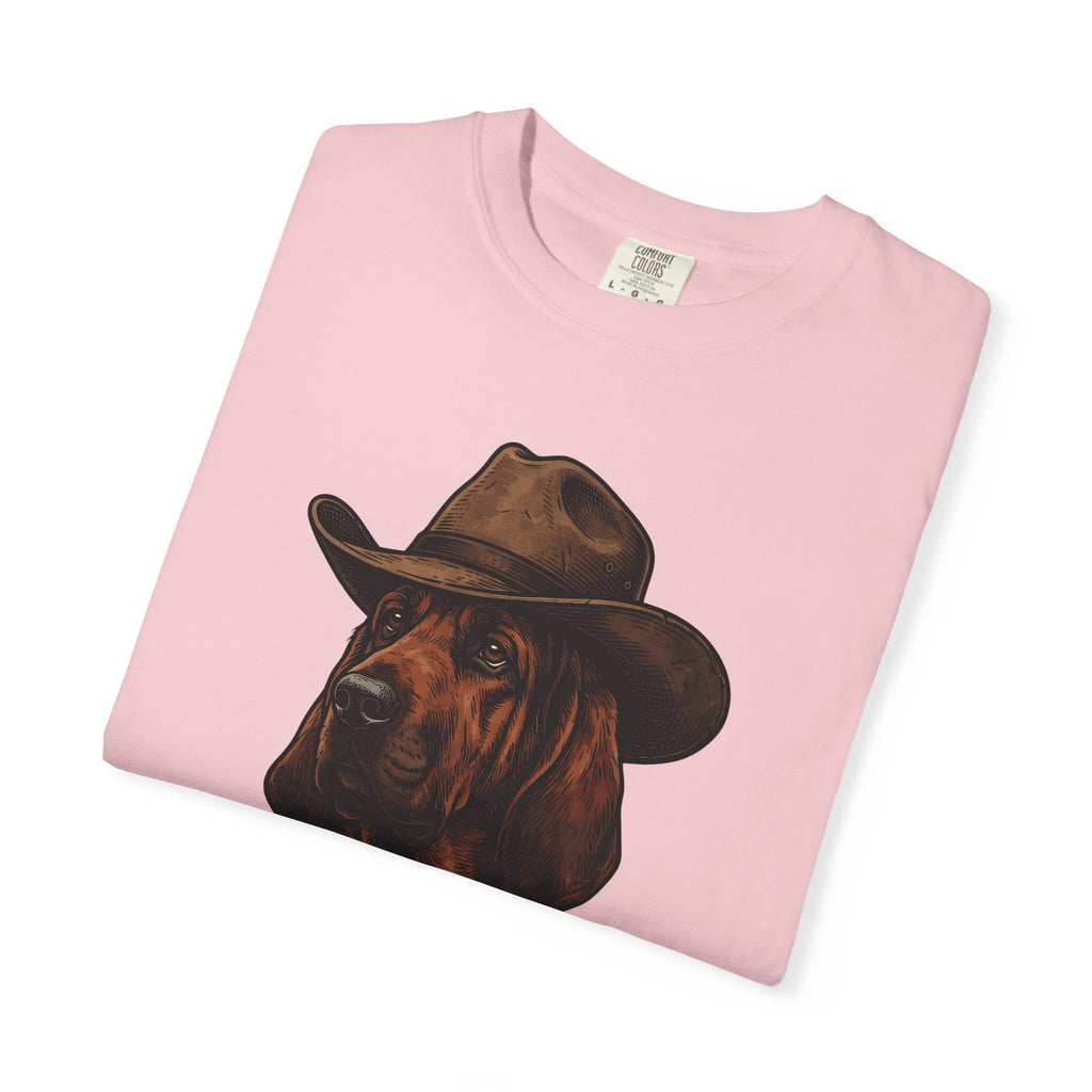 Bloodhound Puppy Shirt Dog Country Gift Women Retro Tee Hound T-Shirt Dog Fan Vintage Graphic Country Illustration Sketch Cowboy Hat Tshirt