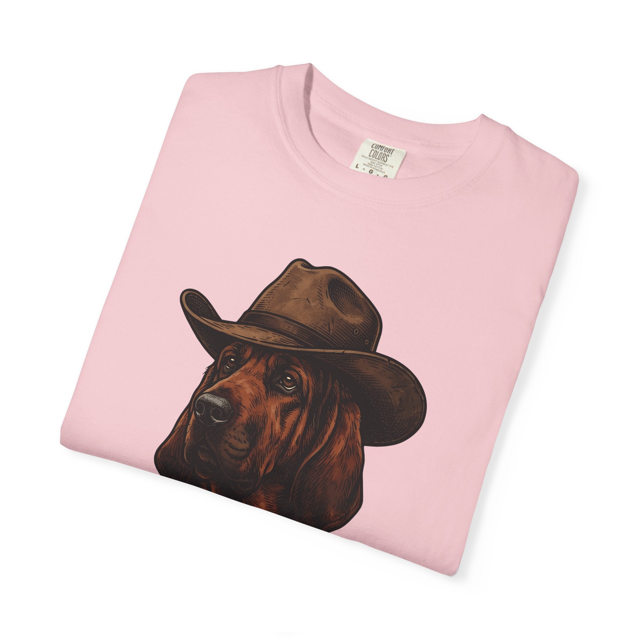 Bloodhound Puppy Shirt Dog Country Gift Women Retro Tee Hound T-Shirt Dog Fan Vintage Graphic Country Illustration Sketch Cowboy Hat Tshirt