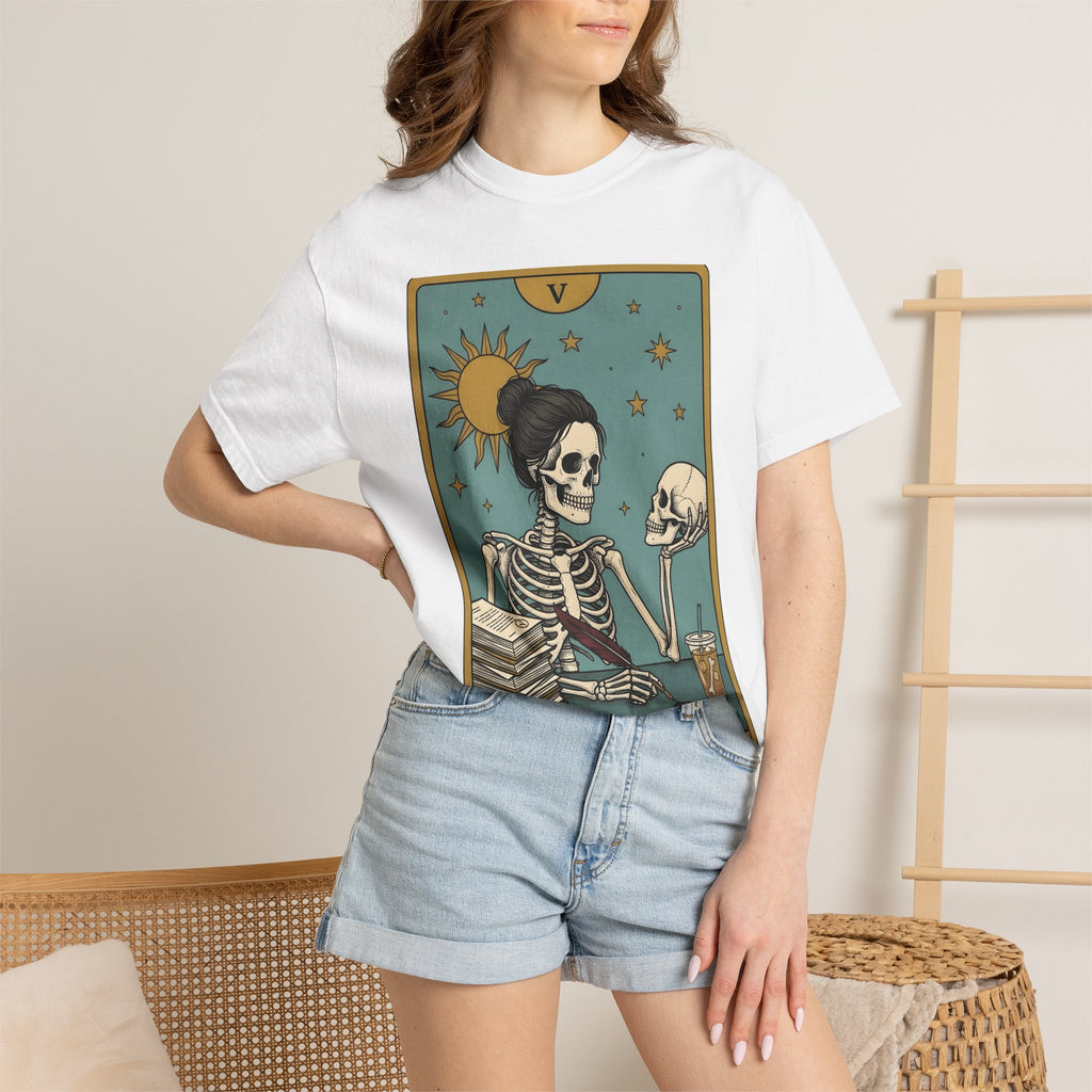 Skeleton Educator Shirt Teachers Spooky Gift Women Divination Card Tee Bone Teacher T-Shirt Educator Enthusiast Tarot Card Tshirt Horror