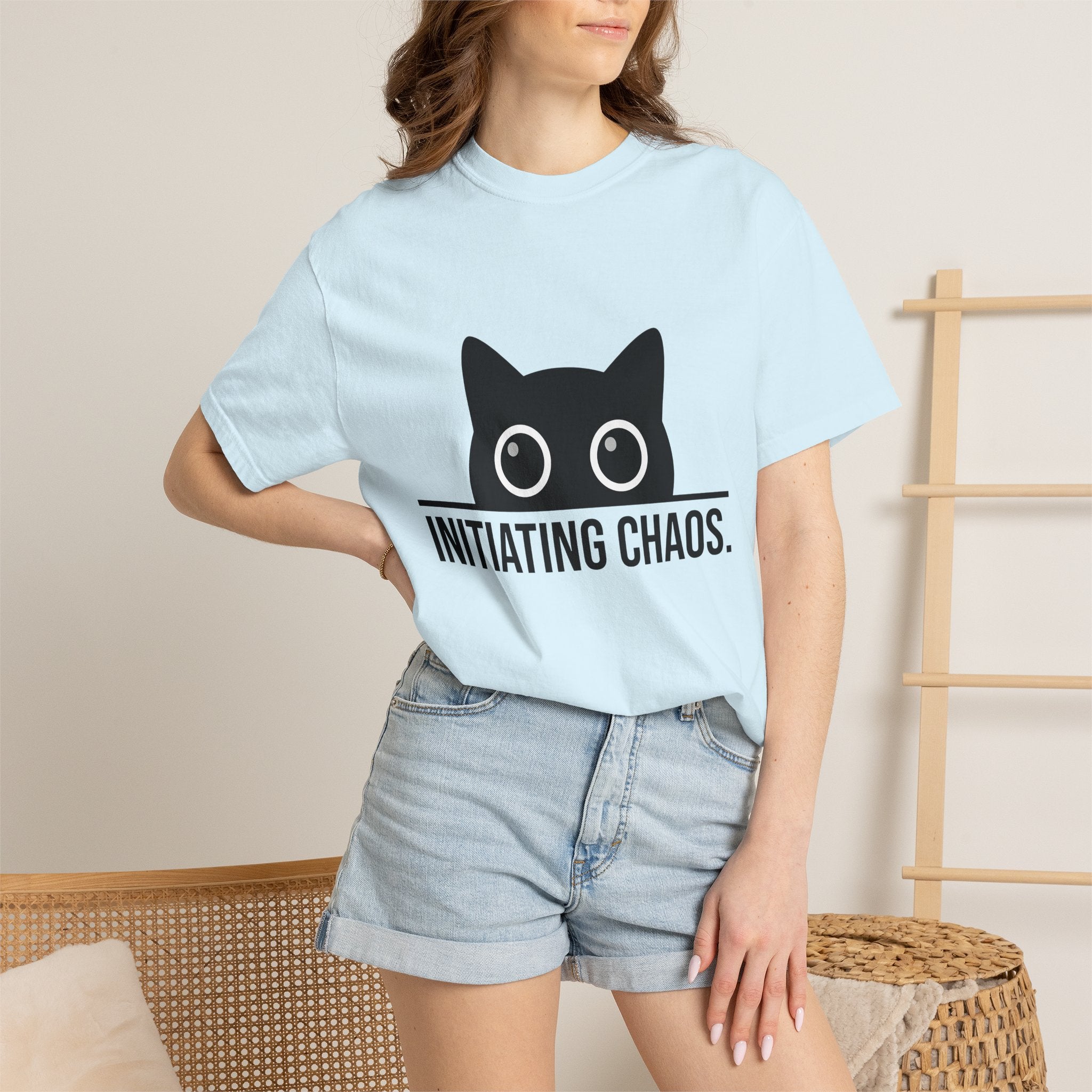 Kitty Face Shirt Cat Comedy Gift Women Basic Tee Cat T-Shirt Cat Fan Simple Tshirt Humor Graphic Current Wide Eyes Tshirt