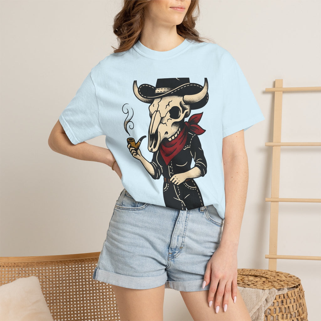Skull Cowboy Shirt Cowgirl Country Gift Women Line Art Tee Sugar Skull T-Shirt Rodeo Fan Tattoo Graphic Tshirt Old School Neckerchief Tshirt