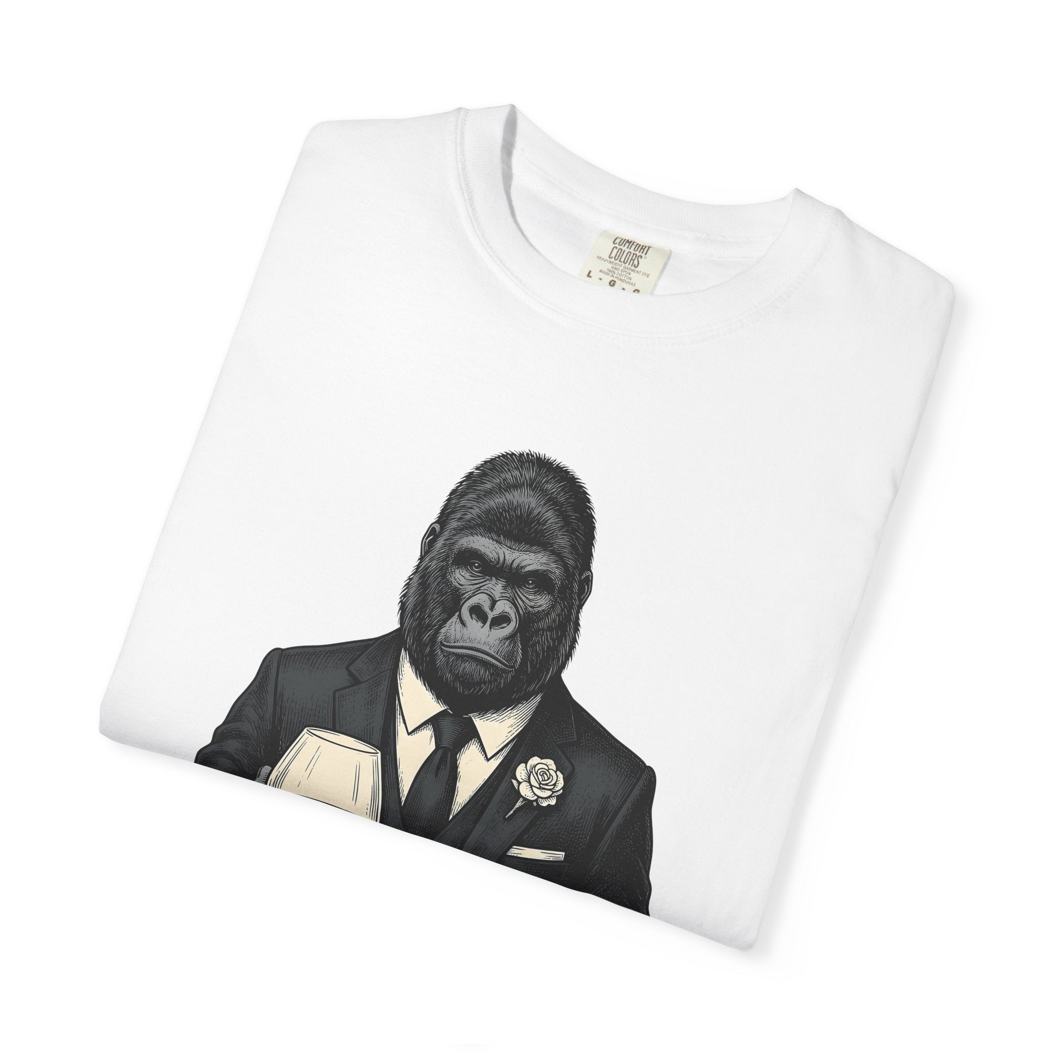 Ape Costume Shirt Drinks Wildlife Gift Women Retro Tee Monkey Costume T-Shirt Cocktail Fan Monkey Tshirt Animal Graphic Sketch Wine Glass
