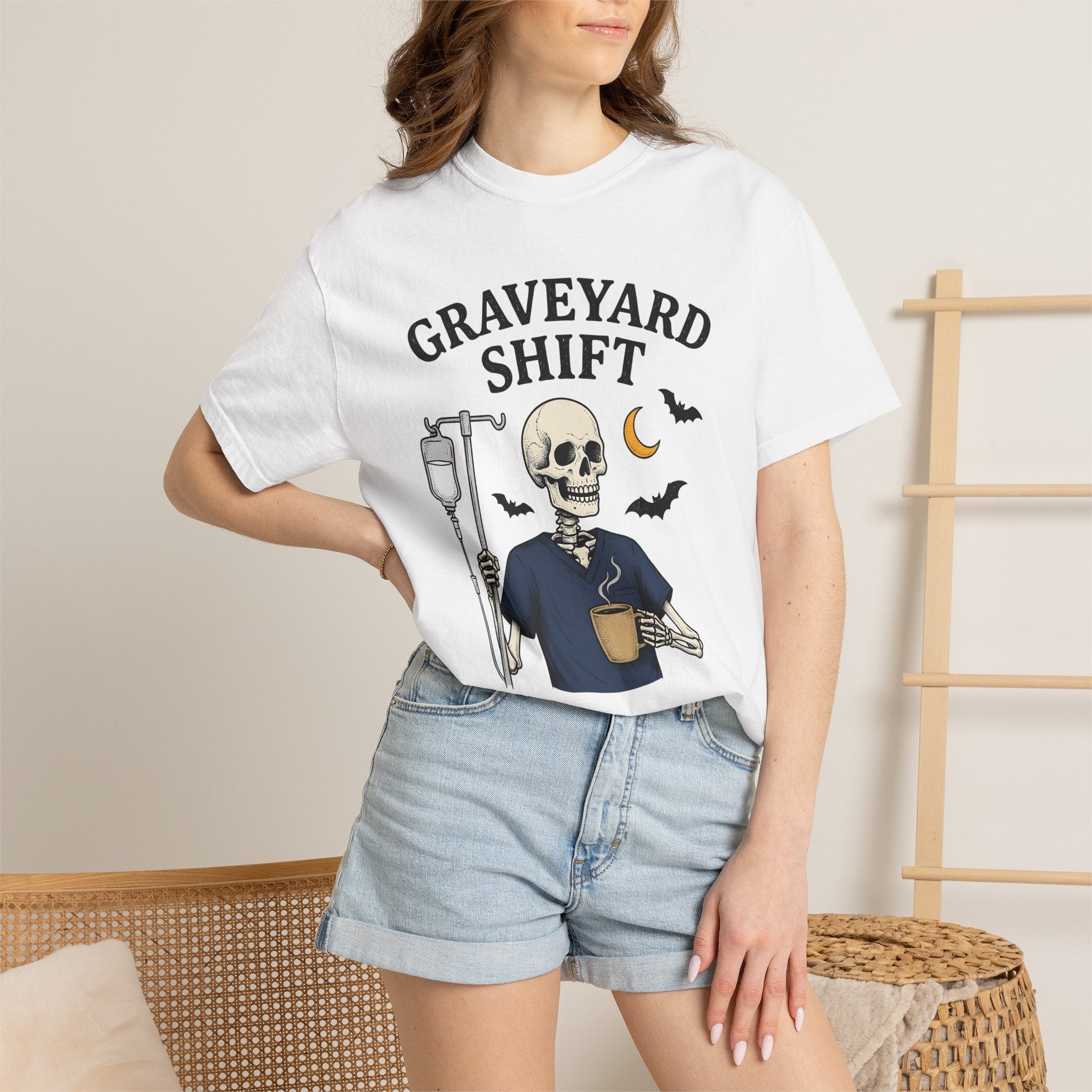 Skeleton Nurse Shirt Nurses Halloween Gift Women Cartoon Tee Bone T-Shirt Nursing Enthusiast Comic Tshirt Spooky Graphic Retro Coffee Mug