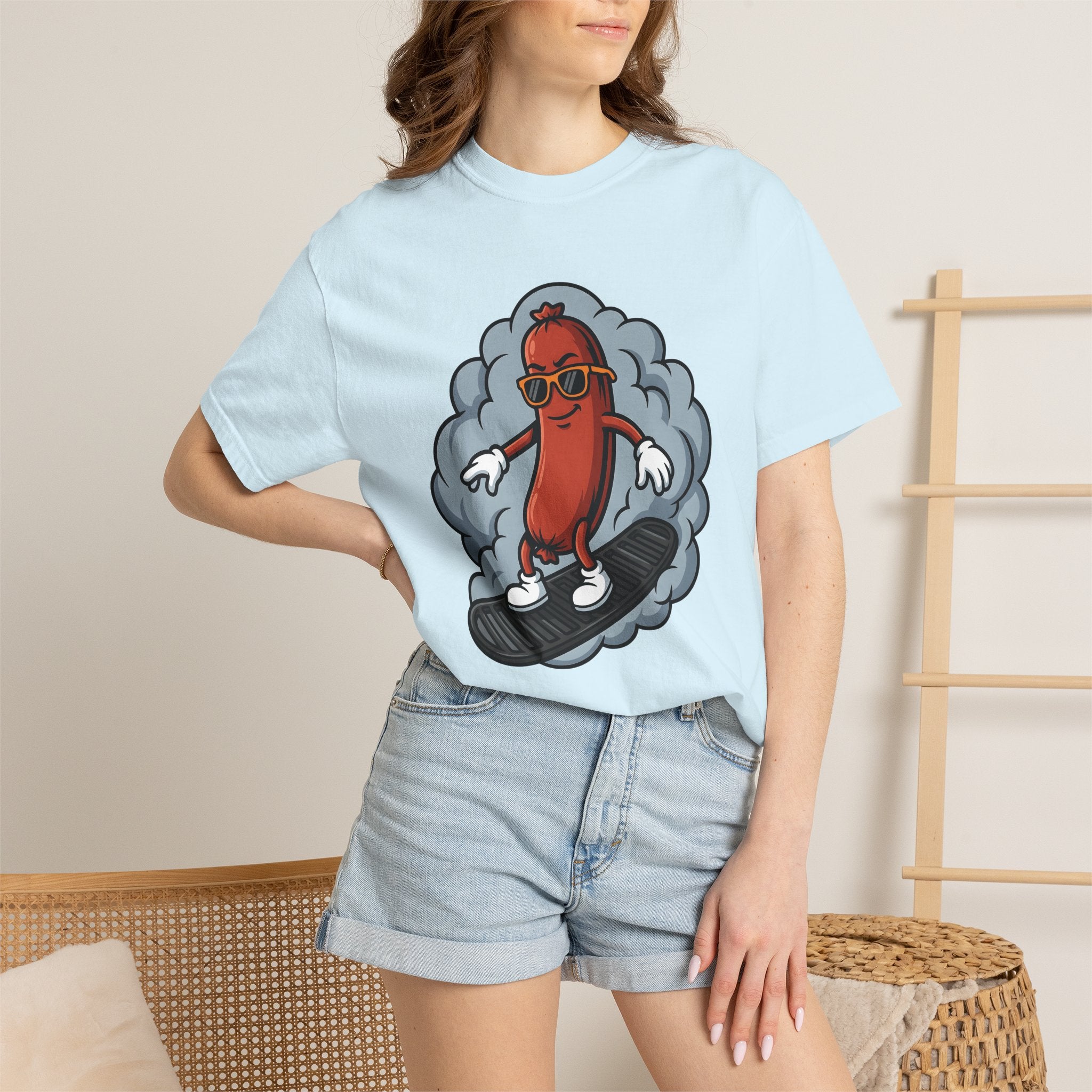 Kielbasa Skateboard Shirt Sports Recipe Gift Women Doodle Tee Skateboard T-Shirt Athlete Fan Hand Drawn Tshirt Cooking Graphic Vibrant Cool