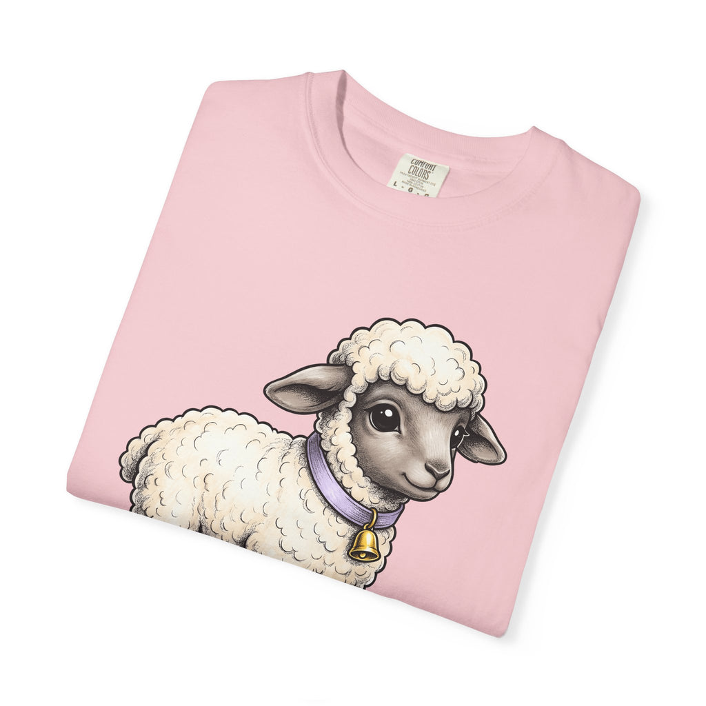 Newborn Lamb Shirt Cute Wildlife Gift Women Cartoon Tee Lamb T-Shirt Adorable Fan Cartoon Tshirt Wildlife Graphic Doodle Cowbell Tshirt