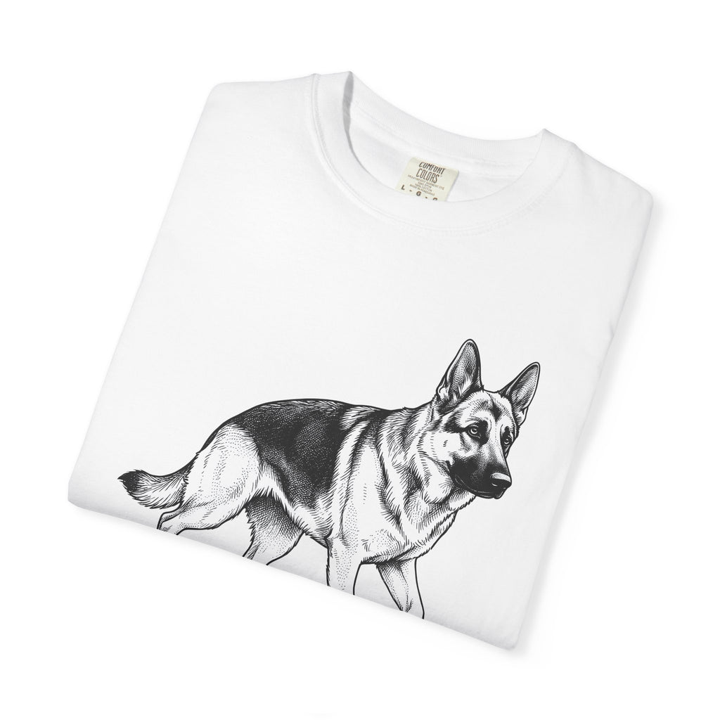 German Shepherd Shirt Dog Animal Gift Women Hand Drawn Tee Alsatian T-Shirt Dog Fan Illustrated Design Vintage Pet Portrait Tshirt