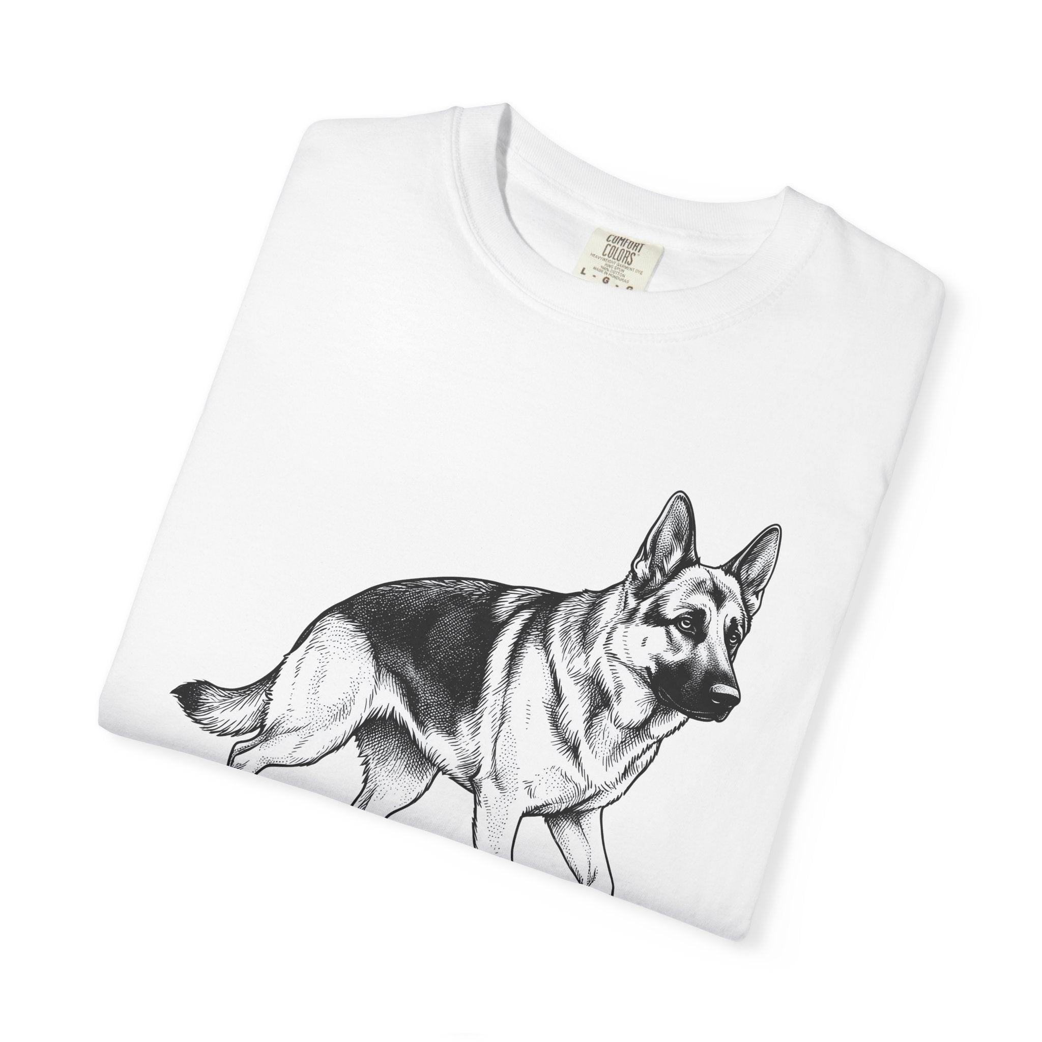 German Shepherd Shirt Dog Animal Gift Women Hand Drawn Tee Alsatian T-Shirt Dog Fan Illustrated Design Vintage Pet Portrait Tshirt