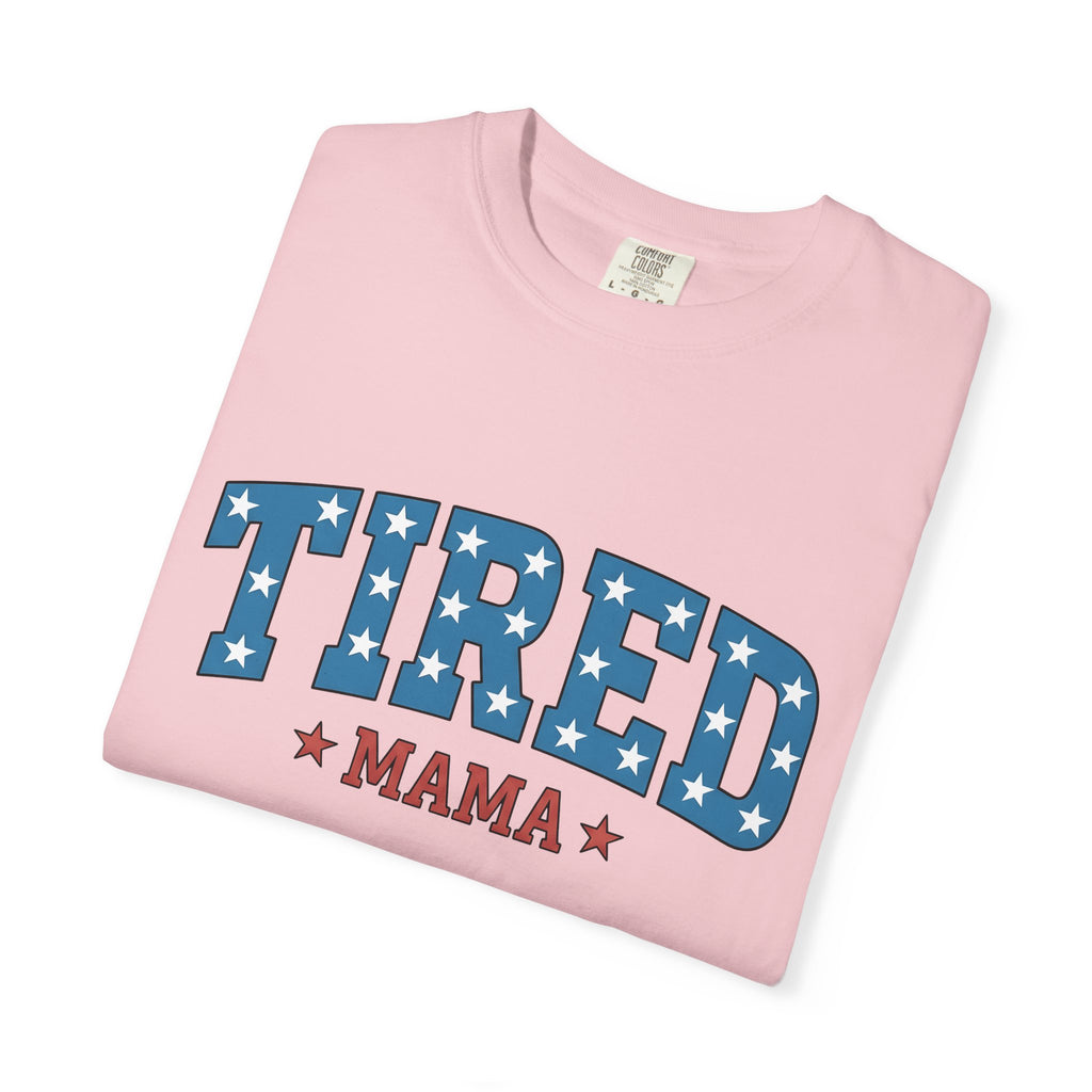 Star Pattern Lettering Shirt Moms Flag Gift Women Graphic Tee Typography T-Shirt Motherhood Fan Minimalist Tshirt Banner Graphic Design