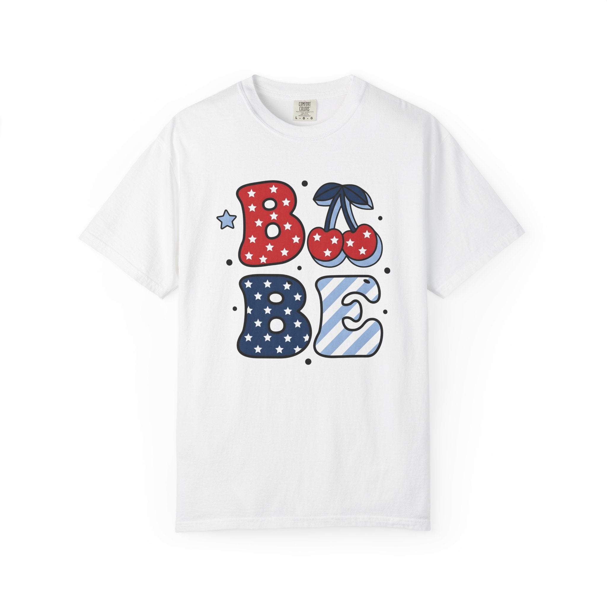 Cherry Star Graphic Shirt 4th Of July Patriotic Gift Women Cartoon Tee Cherry Graphic T-Shirt Independence Day Fan Comic Tshirt American