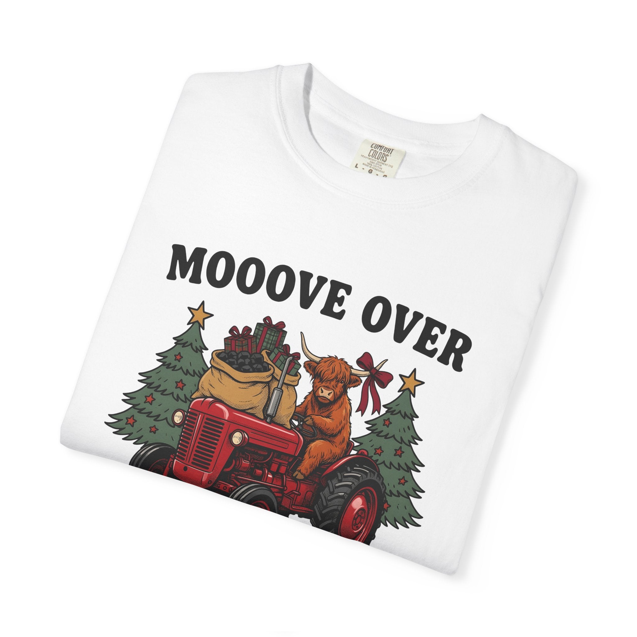 Highland Cattle Tractor Shirt Christmas Ranch Gift Women Old School Tee Scottish Cow T-Shirt Xmas Fan Vintage Tshirt Farm Graphic Doodle