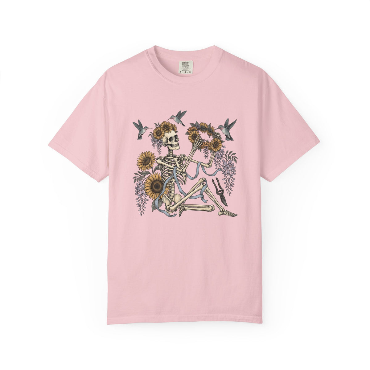 Skull Blossoms Shirt Halloween Garden Unisex Gift Bohemian Tee Sugar Skull