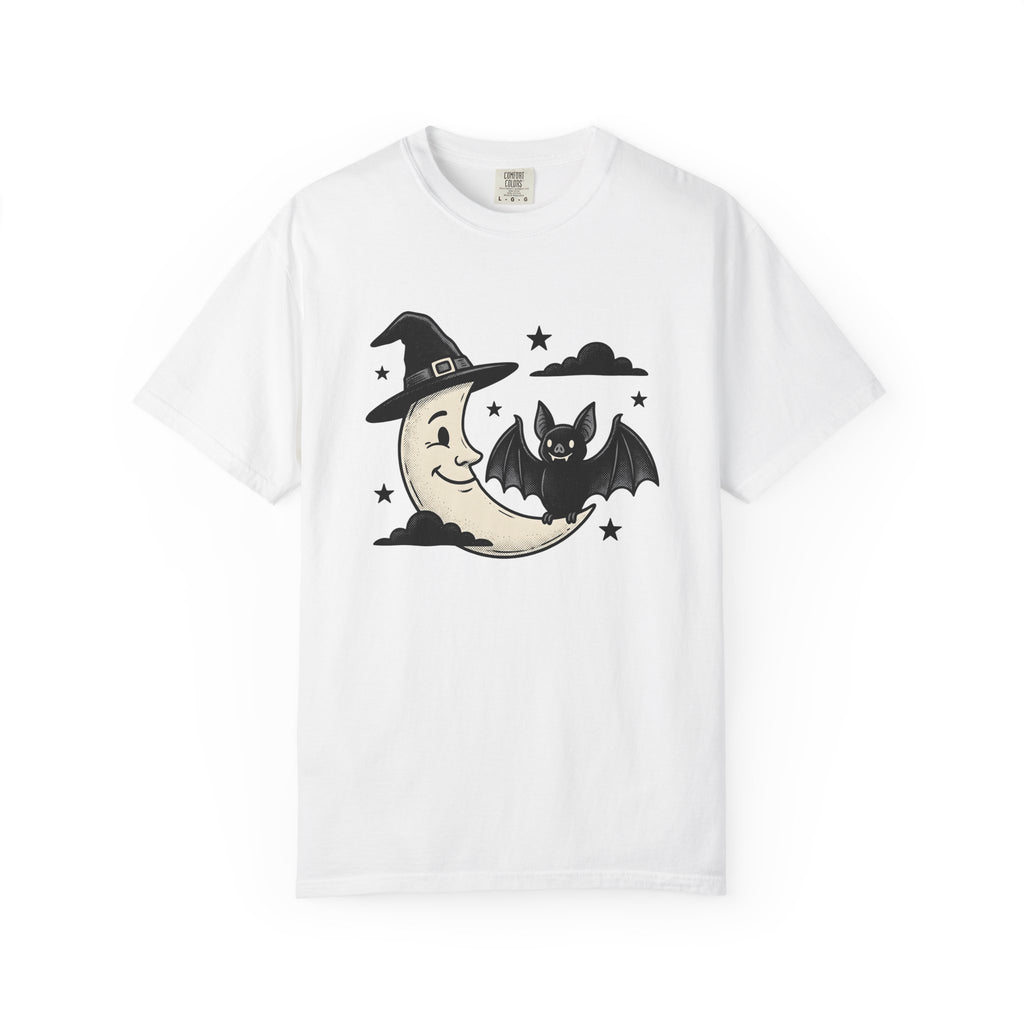 Dark Bat Shirt Halloween Sorcery Gift Women Classic Tee Vampire T-Shirt Halloween Fan Gothic Tshirt Magic Graphic Line Art Shining Dots