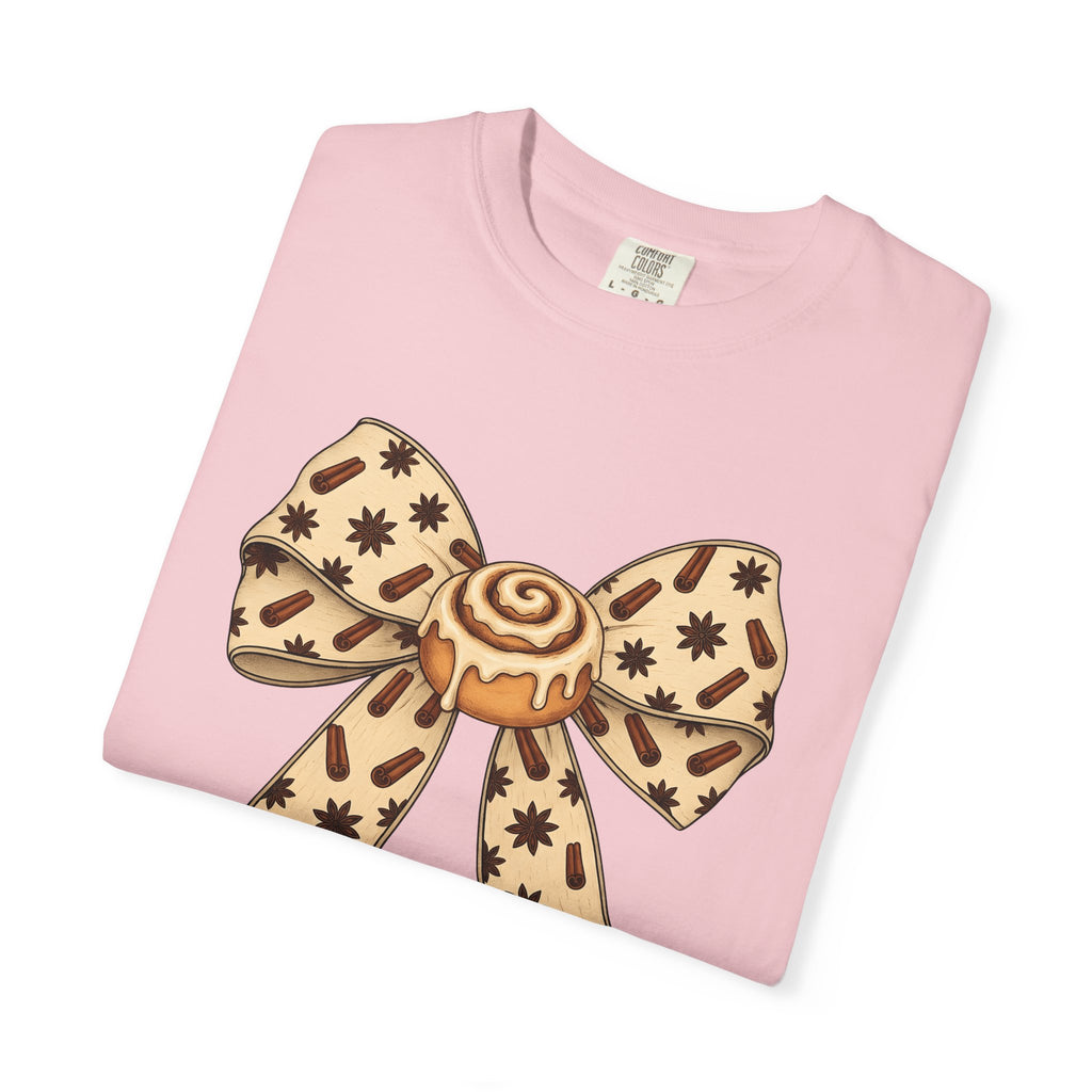 Cinnamon Twist Bow Shirt Desserts Food Gift Women Cheerful Tee Cinnamon Roll T-Shirt Pastry Fan Sweet Tshirt Foodie Graphic Sketch Spice