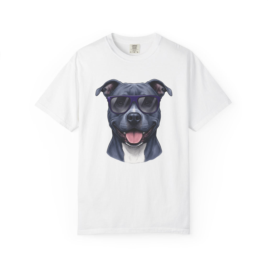 Pitbull Sunnies Shirt Dog Comedy Gift Women Detailed Tee Doggy Shades T-Shirt Dog Fan Realistic Tshirt Humor Graphic Old School Grin Tshirt