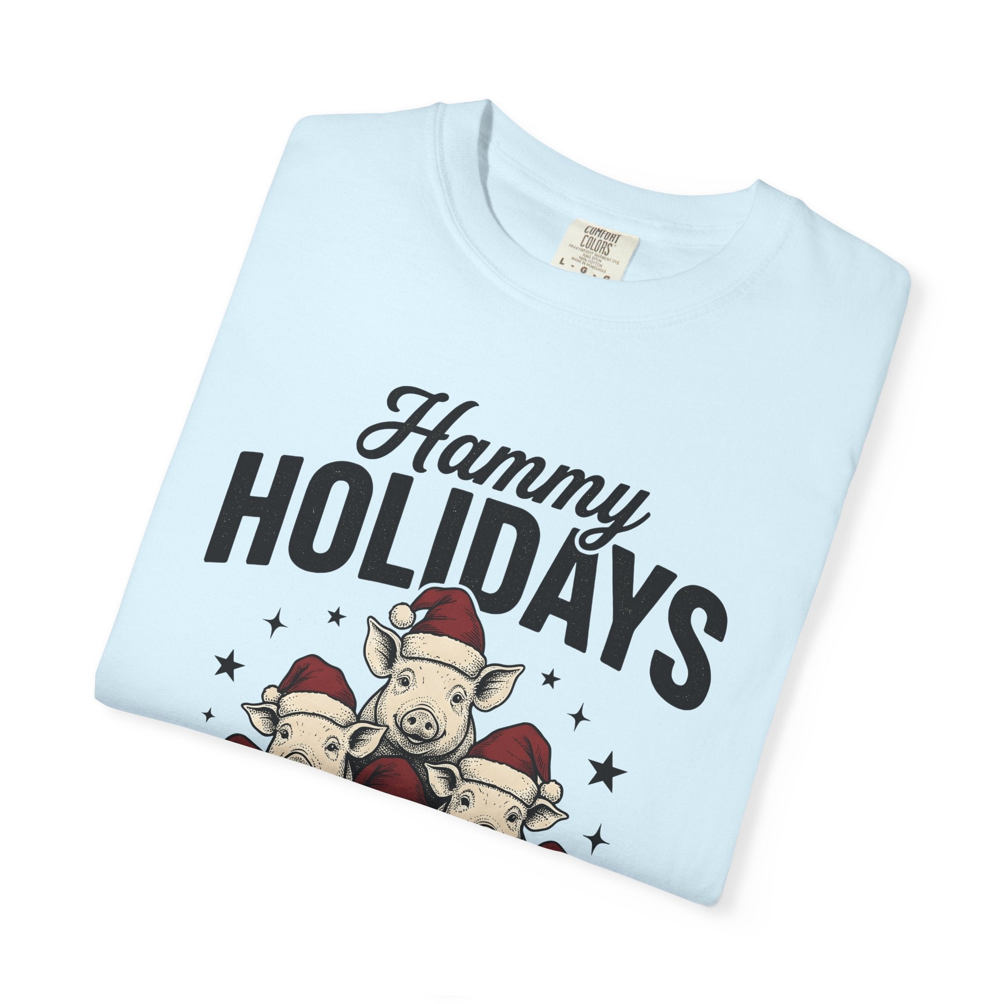 Pig Xmas Hats Shirt Christmas Farm Gift Women Classic Tee Swine T-Shirt Xmas Fan Holiday Tshirt Ranch Graphic Cartoon Glitter Tshirt